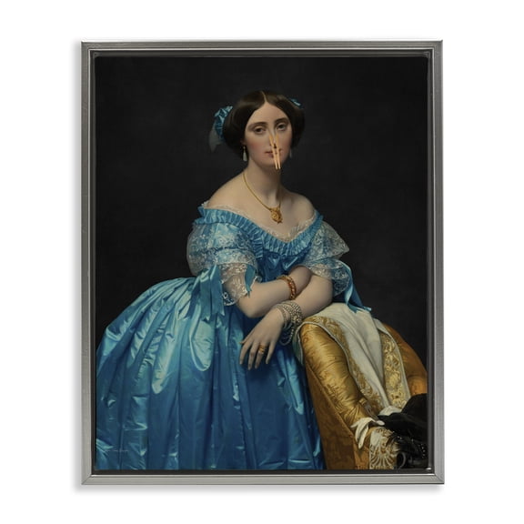 Stupell Industries Vintage Lady with Clothespin Gray Framed Floater Canvas Wall Art design by Seven Trees Design, 31 x 25