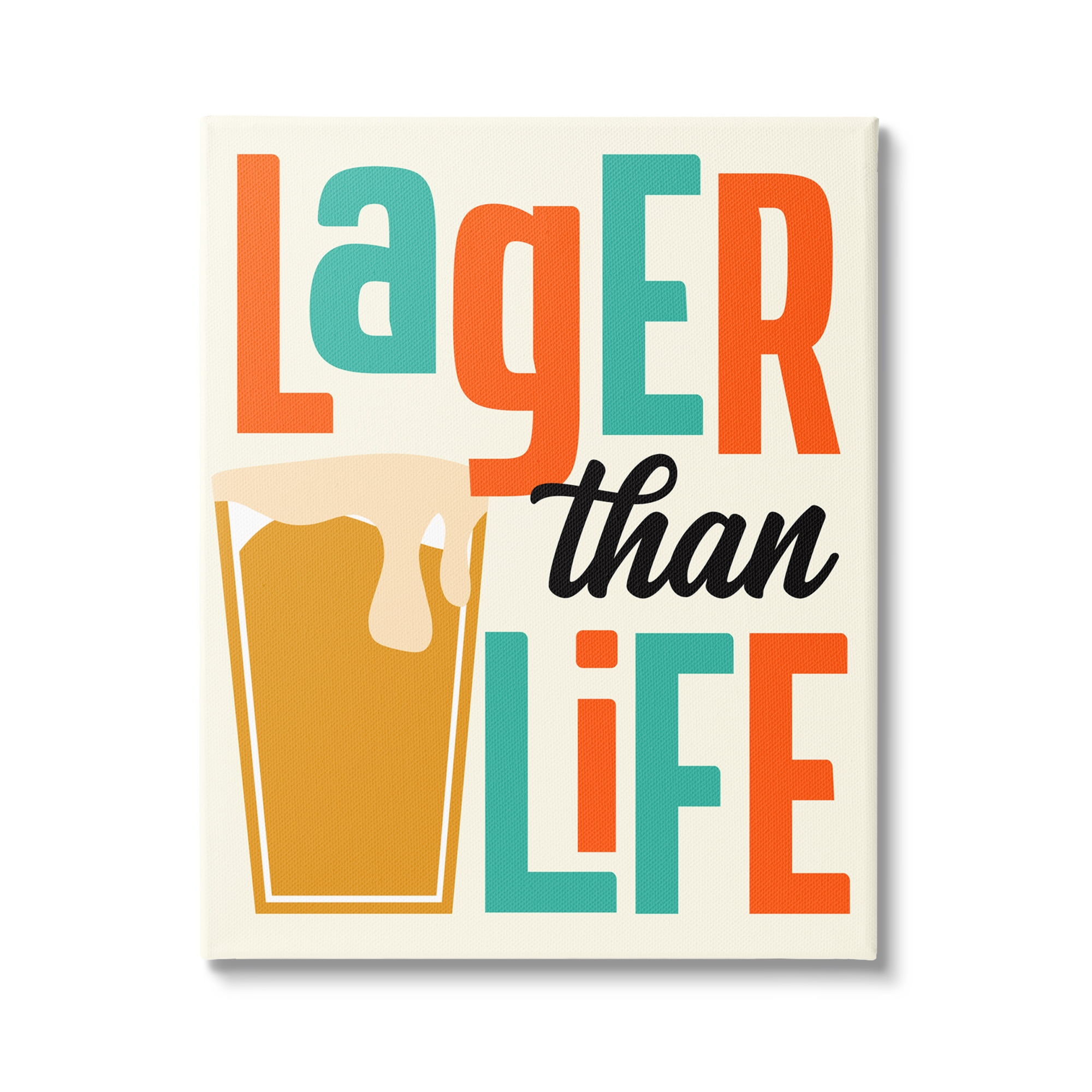 Stupell Industries Vintage Lager Than Life Food & Beverage Painting Gallery Wrapped Canvas Art Print Wall Art, 36 x 48