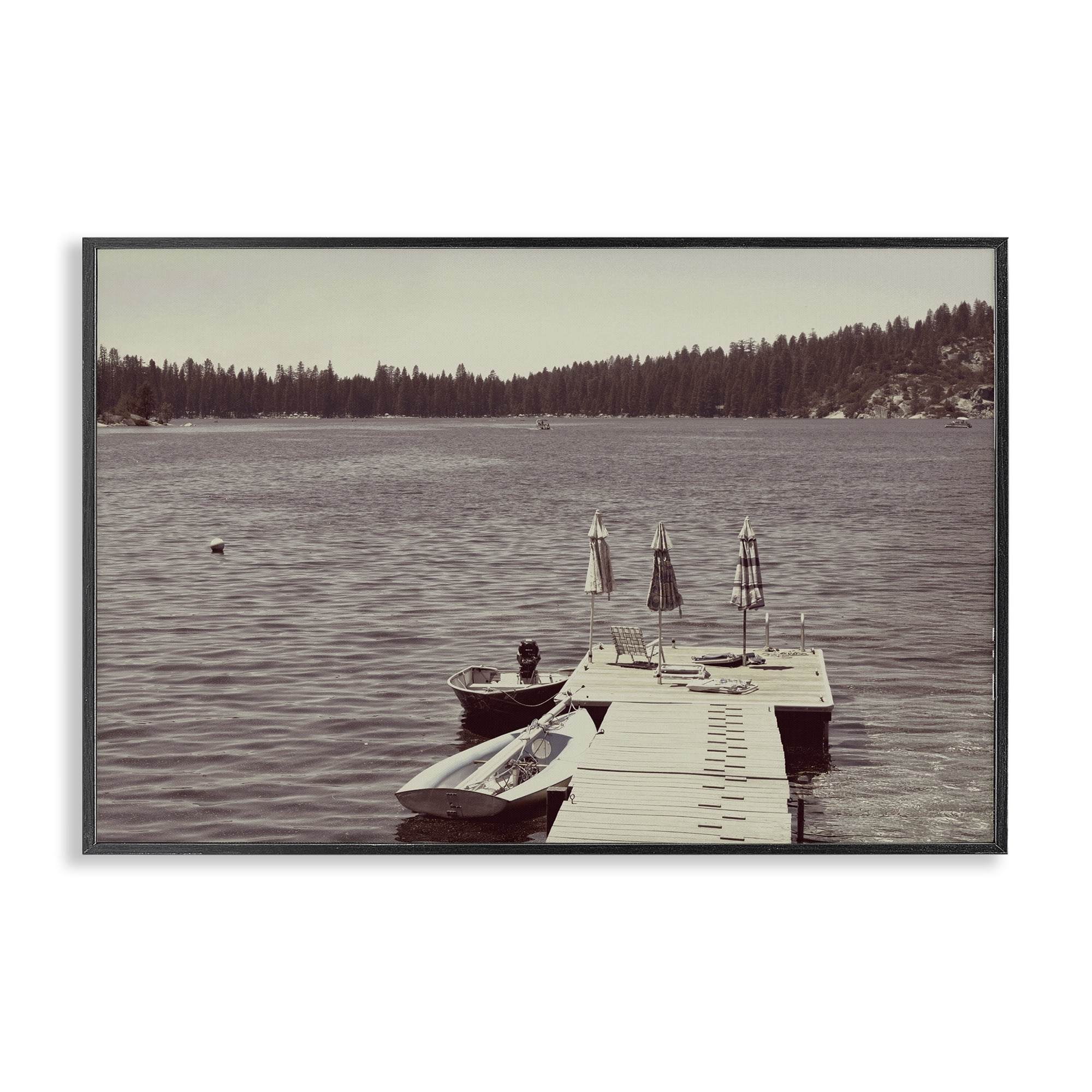 Stupell Industries Vintage Lake Life Dock Black Framed Giclee Art, design by Gemma Bardot