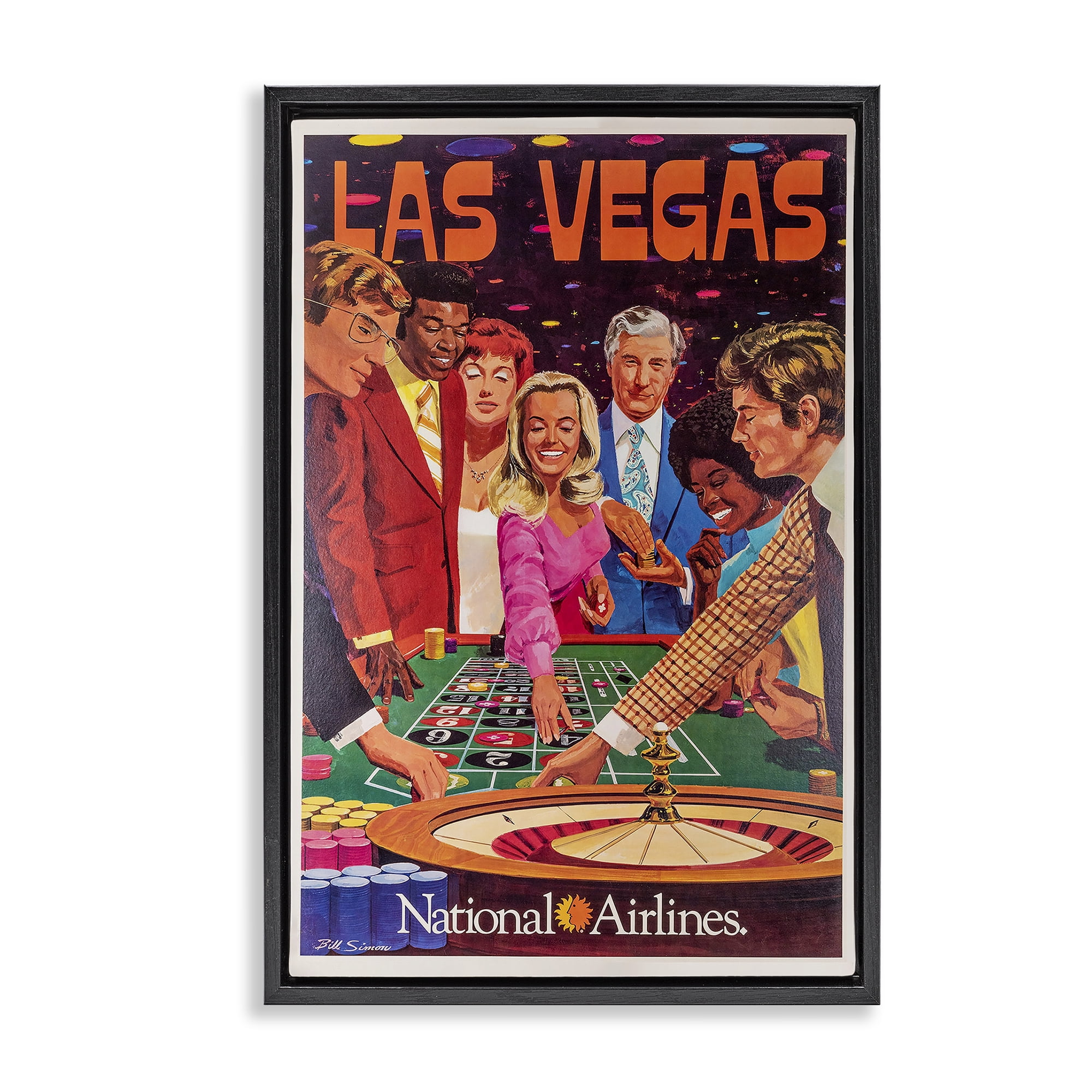 Stupell Industries Vintage Las Vegas Casino Black Framed Floater Canvas Wall Art, design by Vintage Posters