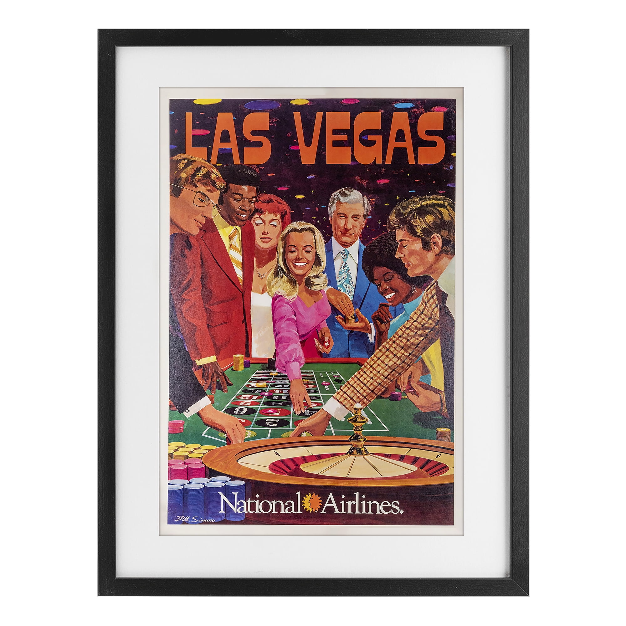 Stupell Industries Vintage Las Vegas Casino Black Framed Print Under Glass, design by Vintage Posters