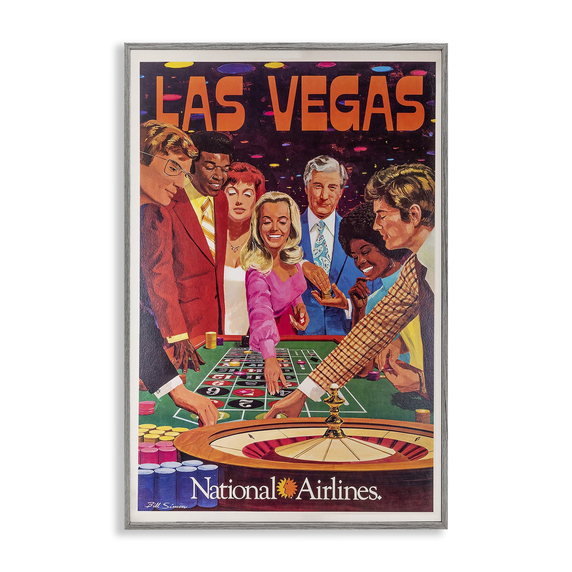 Stupell Industries Vintage Las Vegas Casino Gray Framed Giclee Art, design by Vintage Posters
