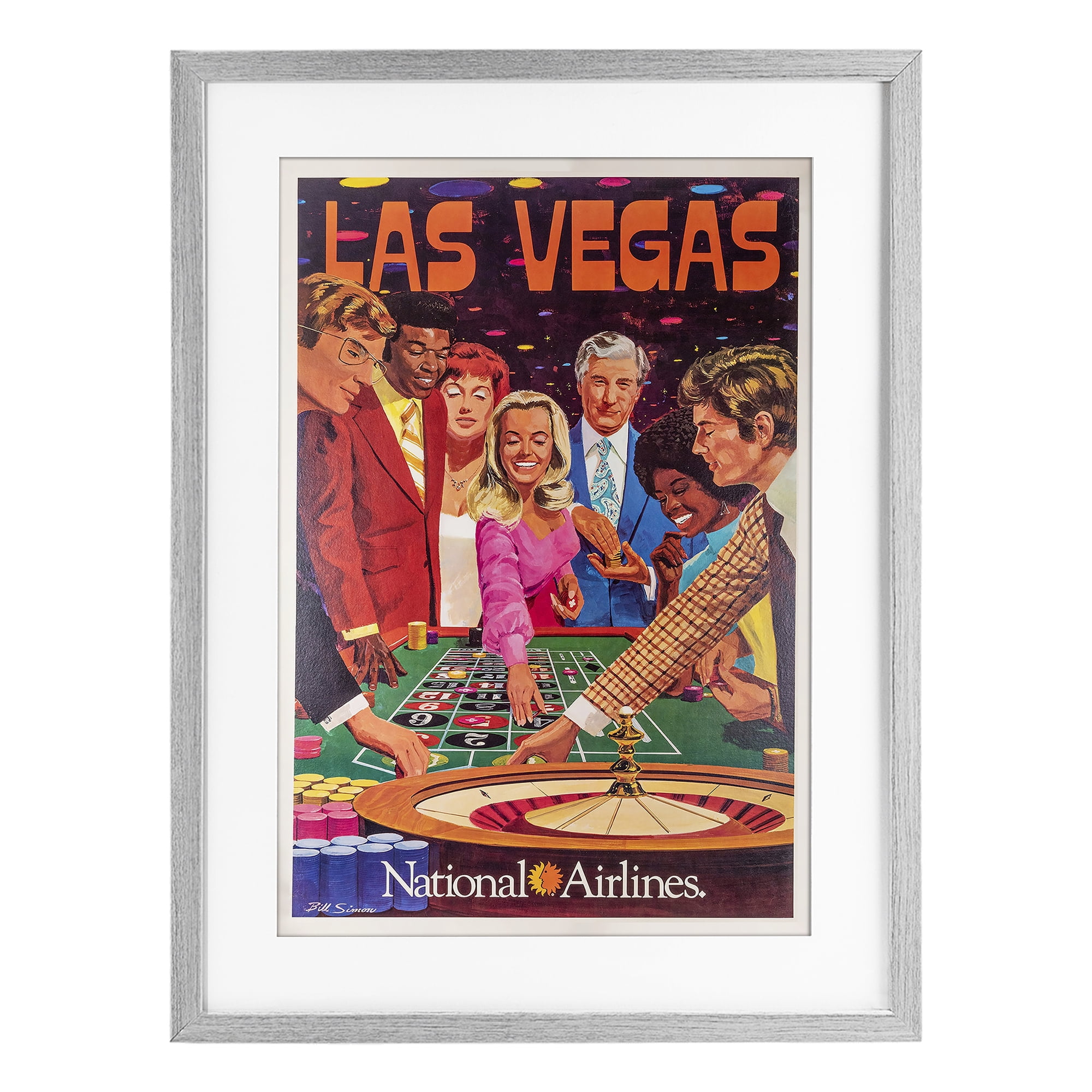 Stupell Industries Vintage Las Vegas Casino Gray Framed Print Under Glass, design by Vintage Posters