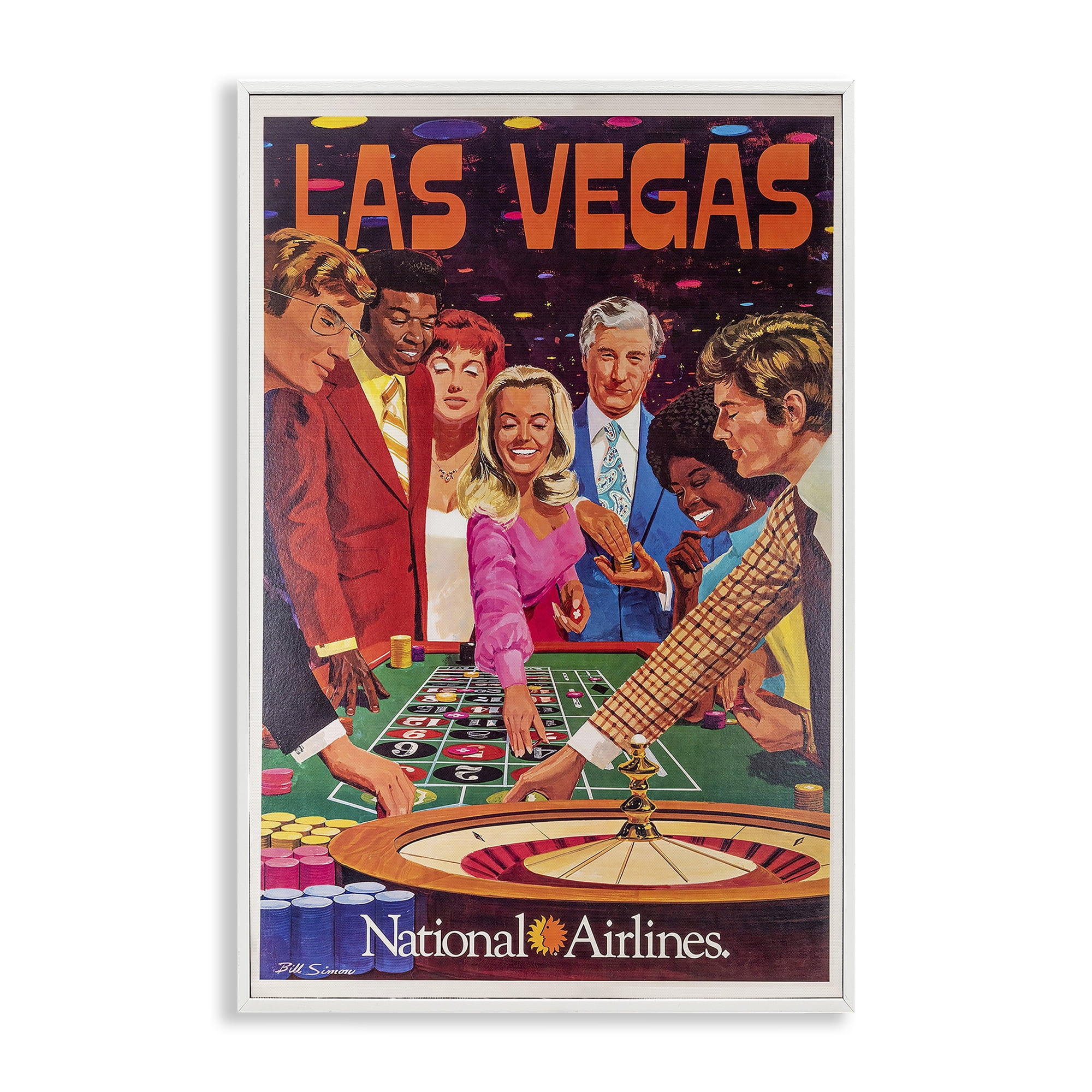 Stupell Industries Vintage Las Vegas Casino White Framed Giclee Art, design by Vintage Posters