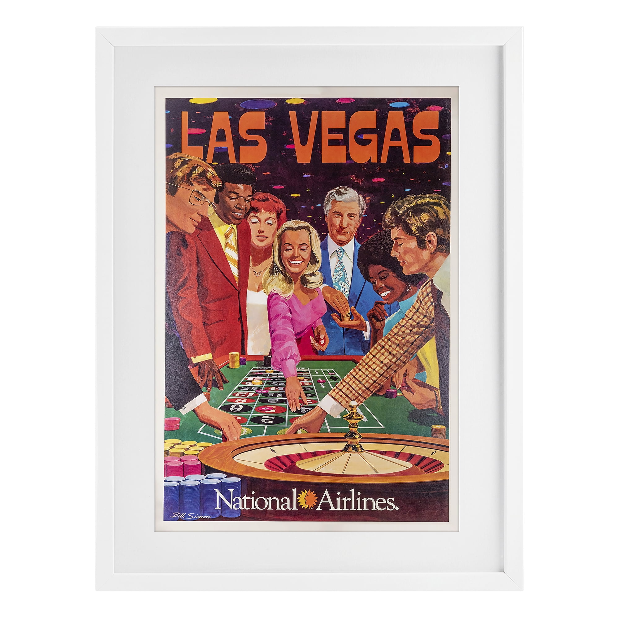 Stupell Industries Vintage Las Vegas Casino White Framed Print Under Glass, design by Vintage Posters
