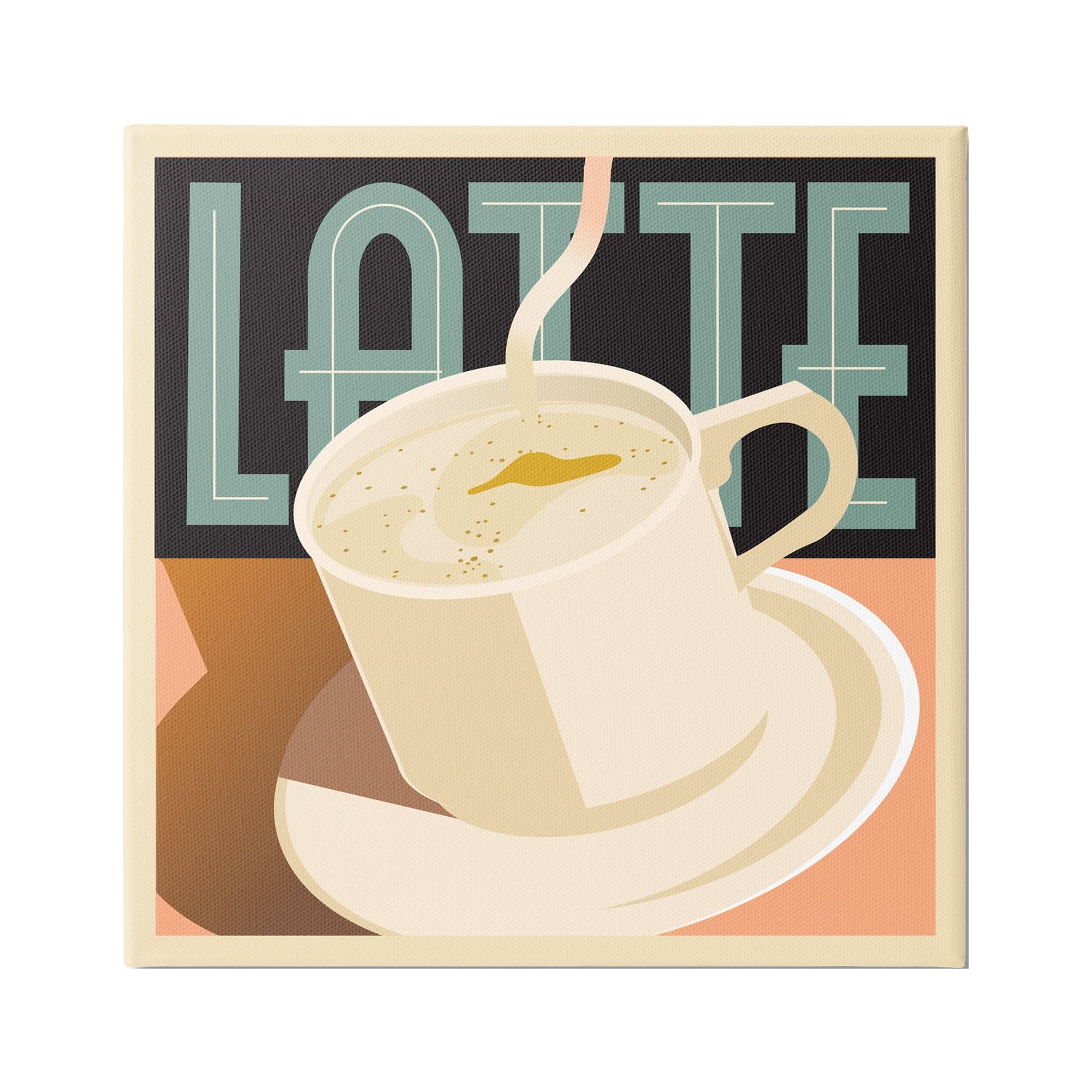 Stupell Industries Vintage Latte Mug Food & Beverage Painting Gallery Wrapped Canvas Art Print Wall Art, 24 x 24
