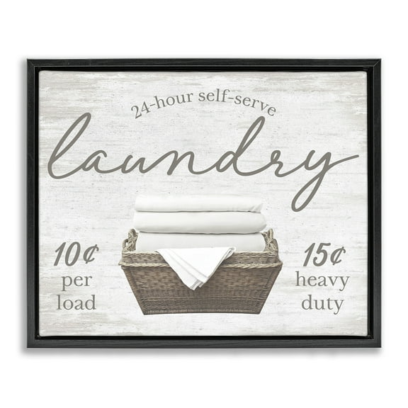 Stupell Industries Vintage Laundry Ad Typography Painting Black Floater Framed Art Print Wall Art, 21 x 17