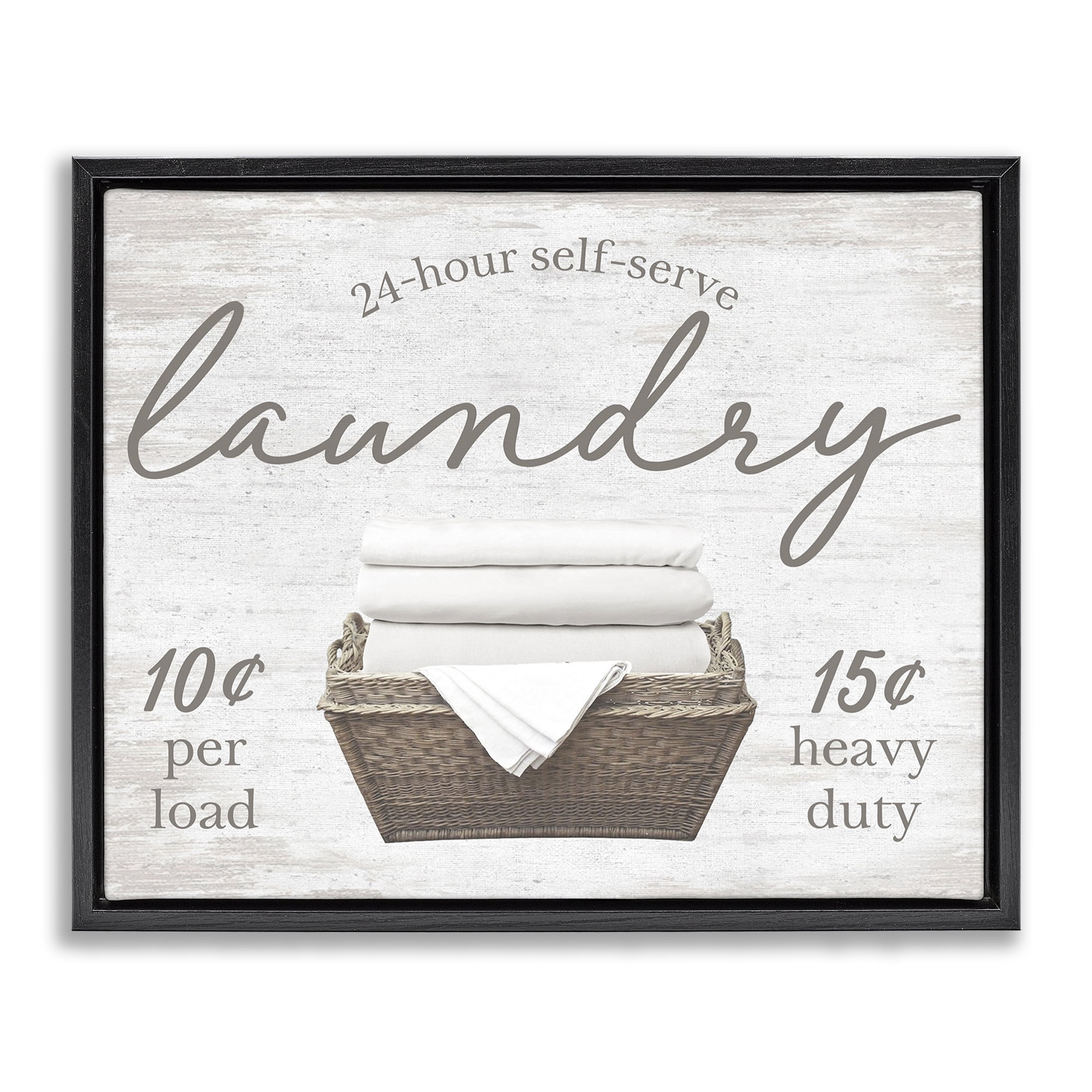 Stupell Industries Vintage Laundry Ad Typography Painting Black Floater Framed Art Print Wall Art, 31 x 25