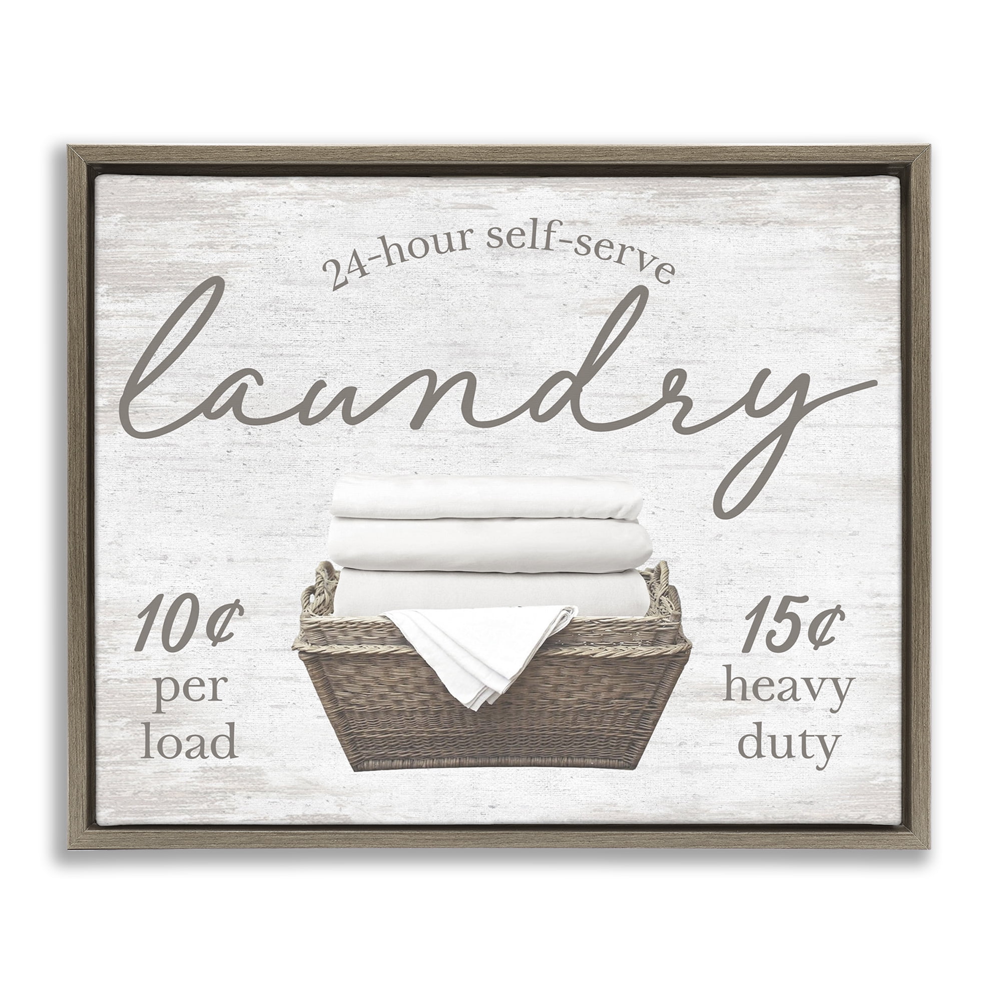Stupell Industries Vintage Laundry Ad Typography Painting Brown Floater Framed Art Print Wall Art, 21 x 17