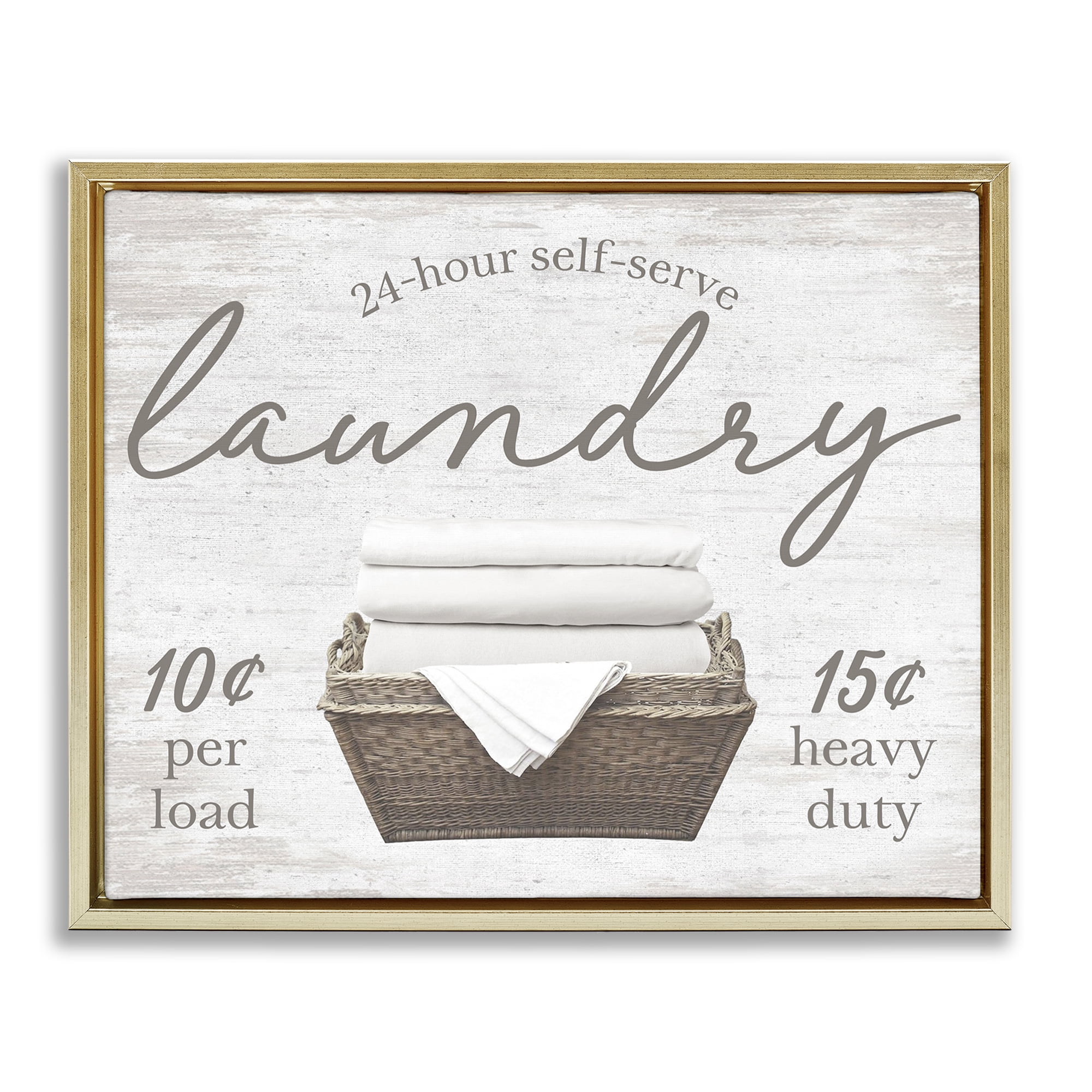 Stupell Industries Vintage Laundry Ad Typography Painting Gold Floater Framed Art Print Wall Art, 21 x 17