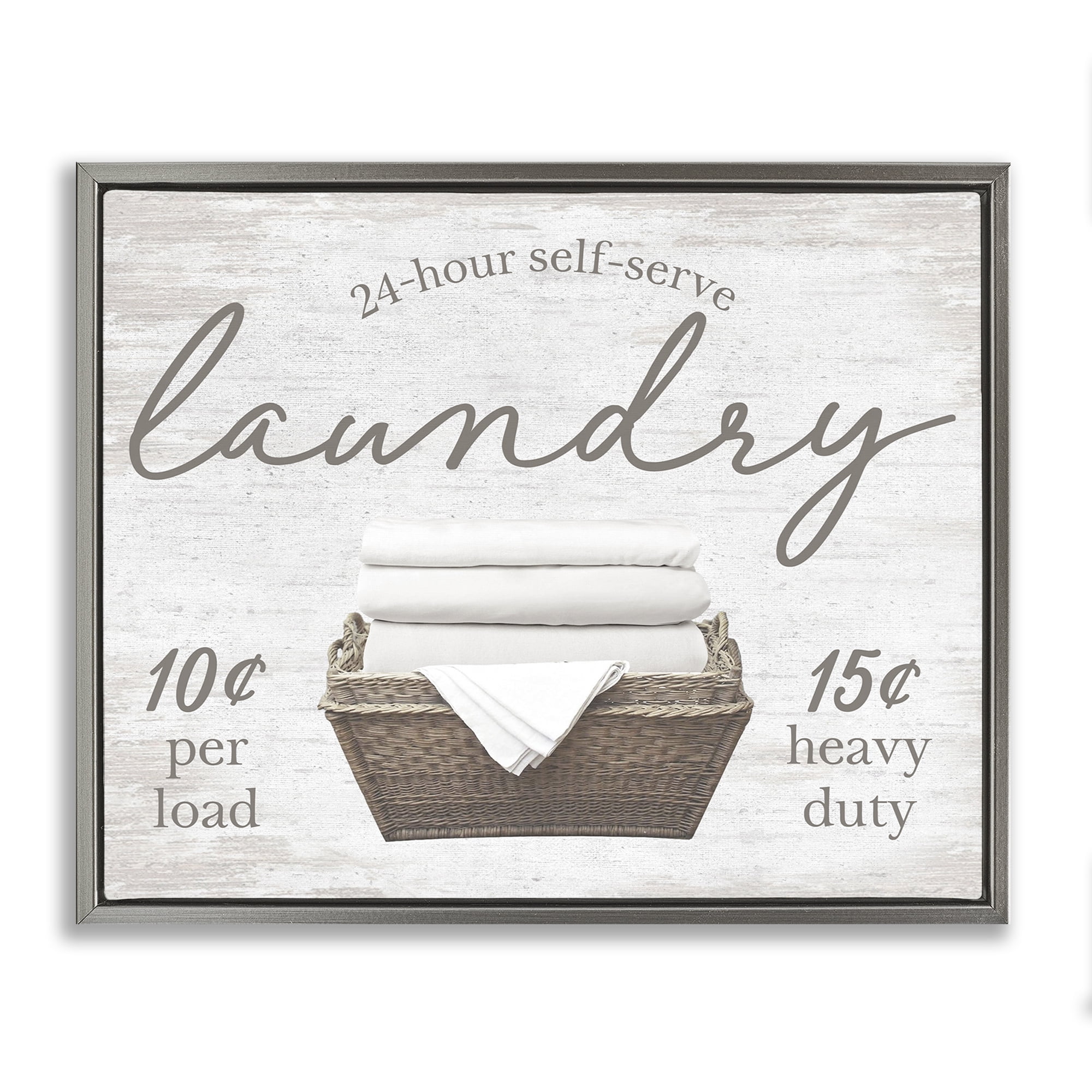 Stupell Industries Vintage Laundry Ad Typography Painting Gray Floater Framed Art Print Wall Art, 21 x 17