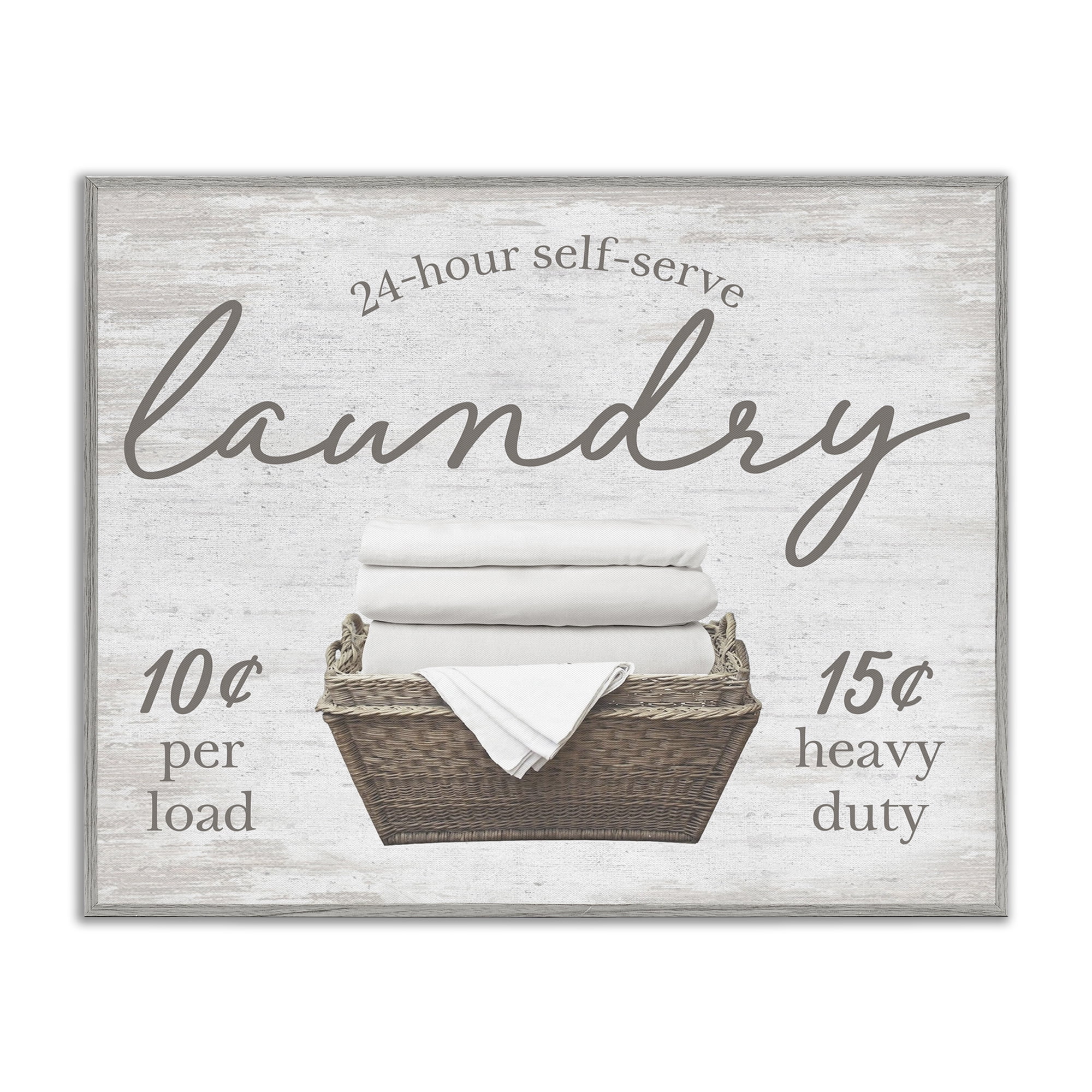 Stupell Industries Vintage Laundry Ad Typography Painting Gray Framed Art Print Wall Art, 30 x 24