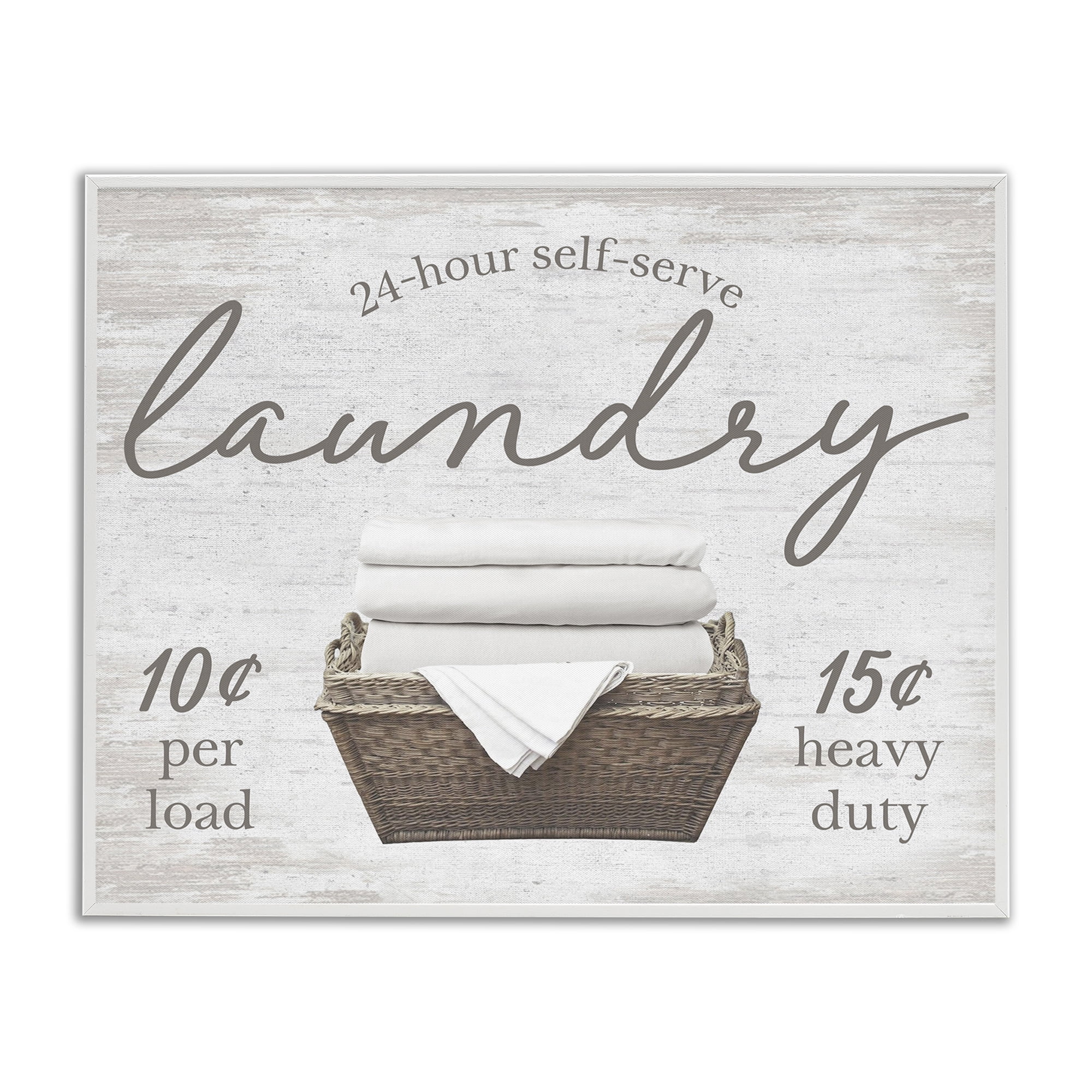 Stupell Industries Vintage Laundry Ad Typography Painting White Framed Art Print Wall Art, 14 x 11