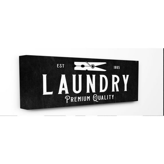 Stupell Industries Vintage Laundry Black And White Textured Word Design Canvas Wall Art by Gigi Louise