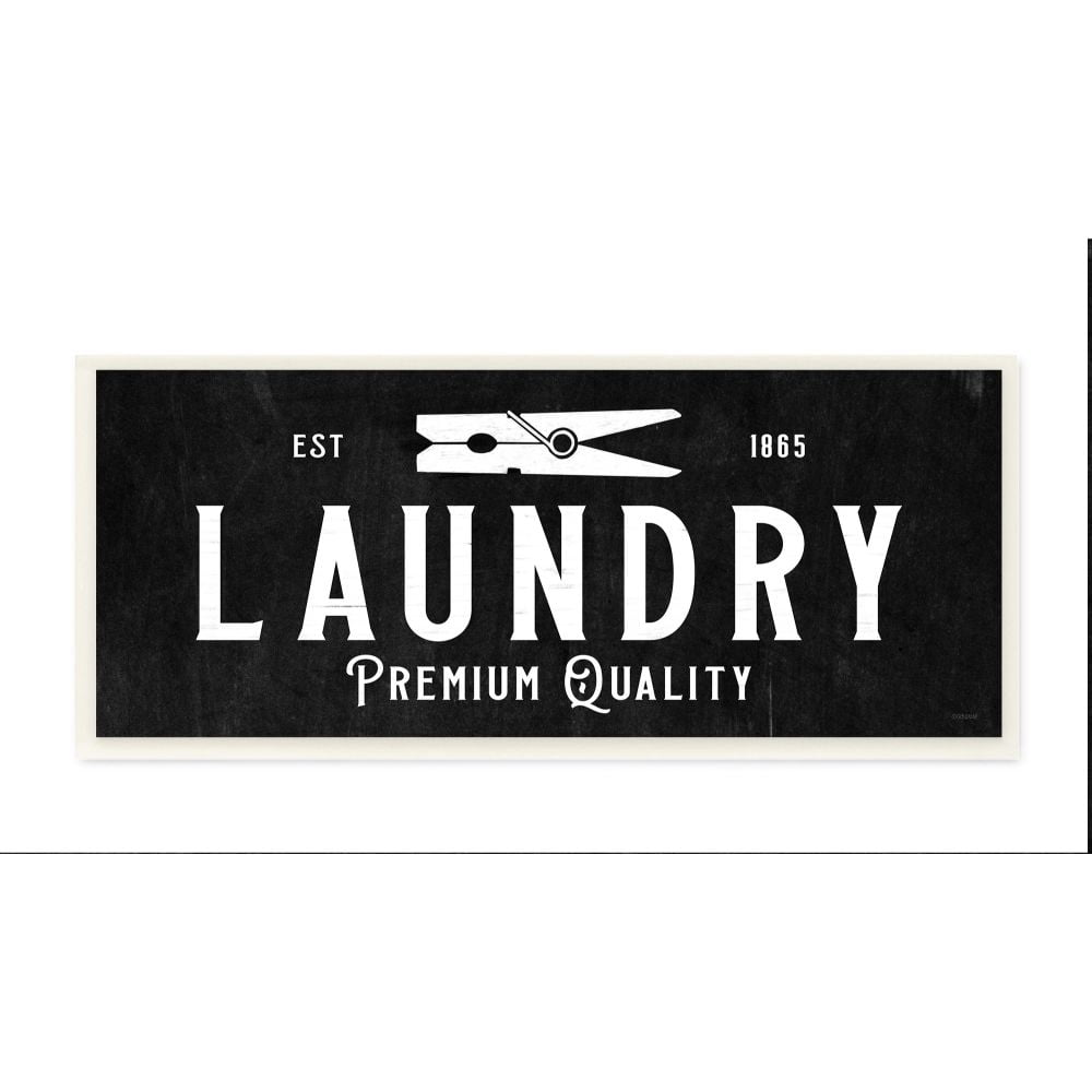 Stupell Industries Vintage Laundry Black And White Textured Word Design Wall Plaque Art by Gigi Louise