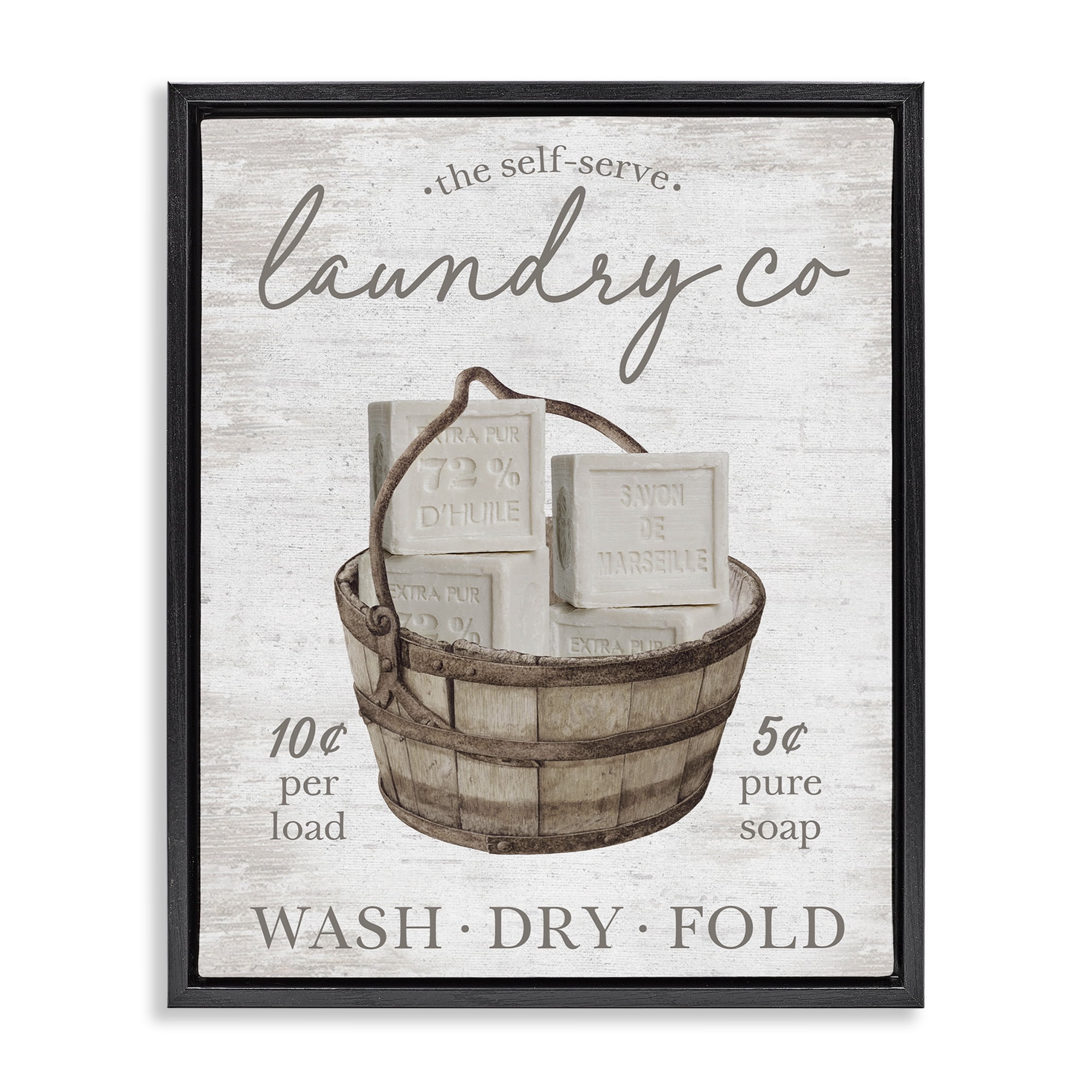 Stupell Industries Vintage Laundry Co Typography Painting Black Floater Framed Art Print Wall Art, 25 x 31