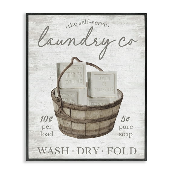 Stupell Industries Vintage Laundry Co Typography Painting Black Framed Art Print Wall Art, 11 x 14