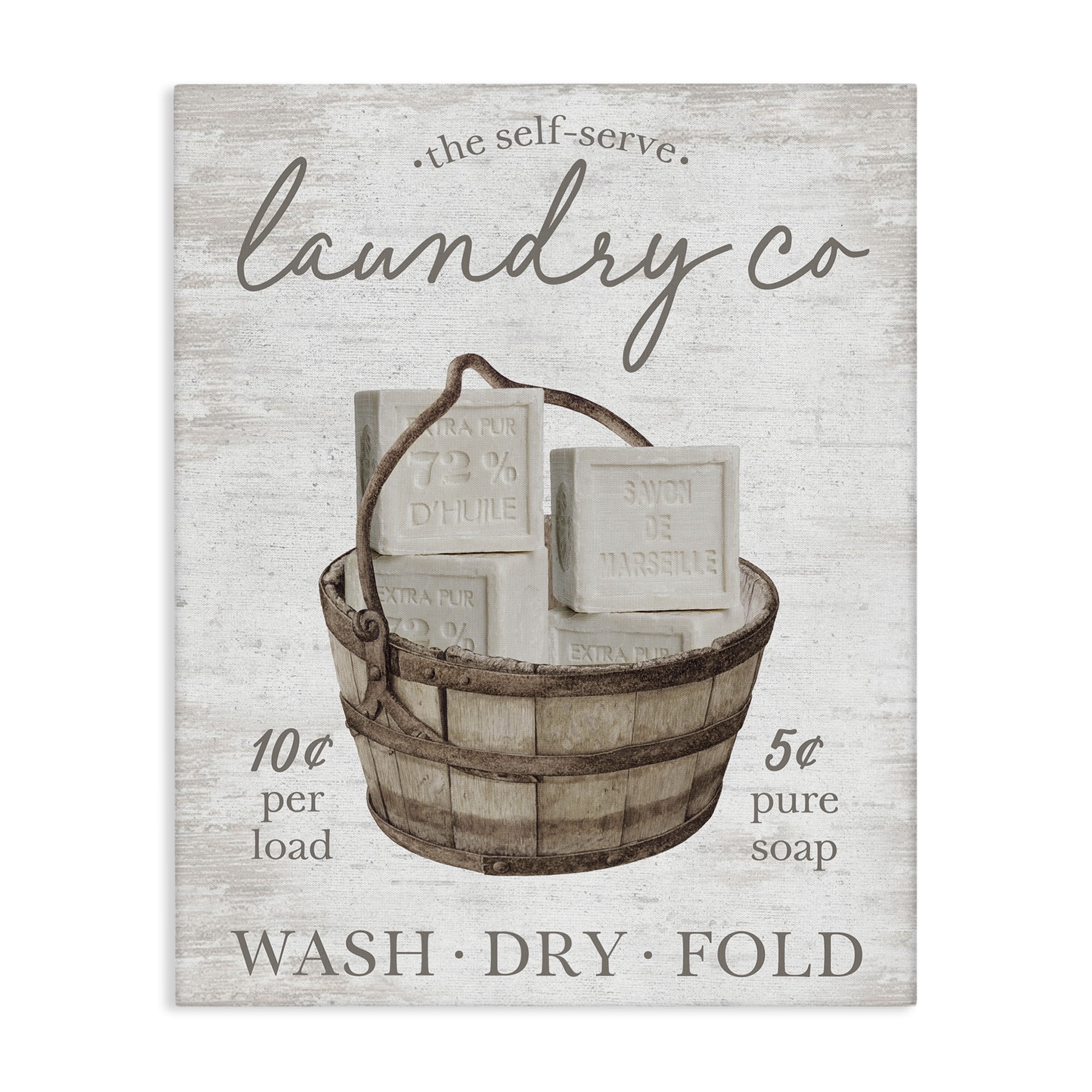 Stupell Industries Vintage Laundry Co Typography Painting Gallery Wrapped Canvas Art Print Wall Art, 24 x 30