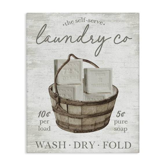 Stupell Industries Vintage Laundry Co Typography Painting Gallery Wrapped Canvas Art Print Wall Art, 24 x 30
