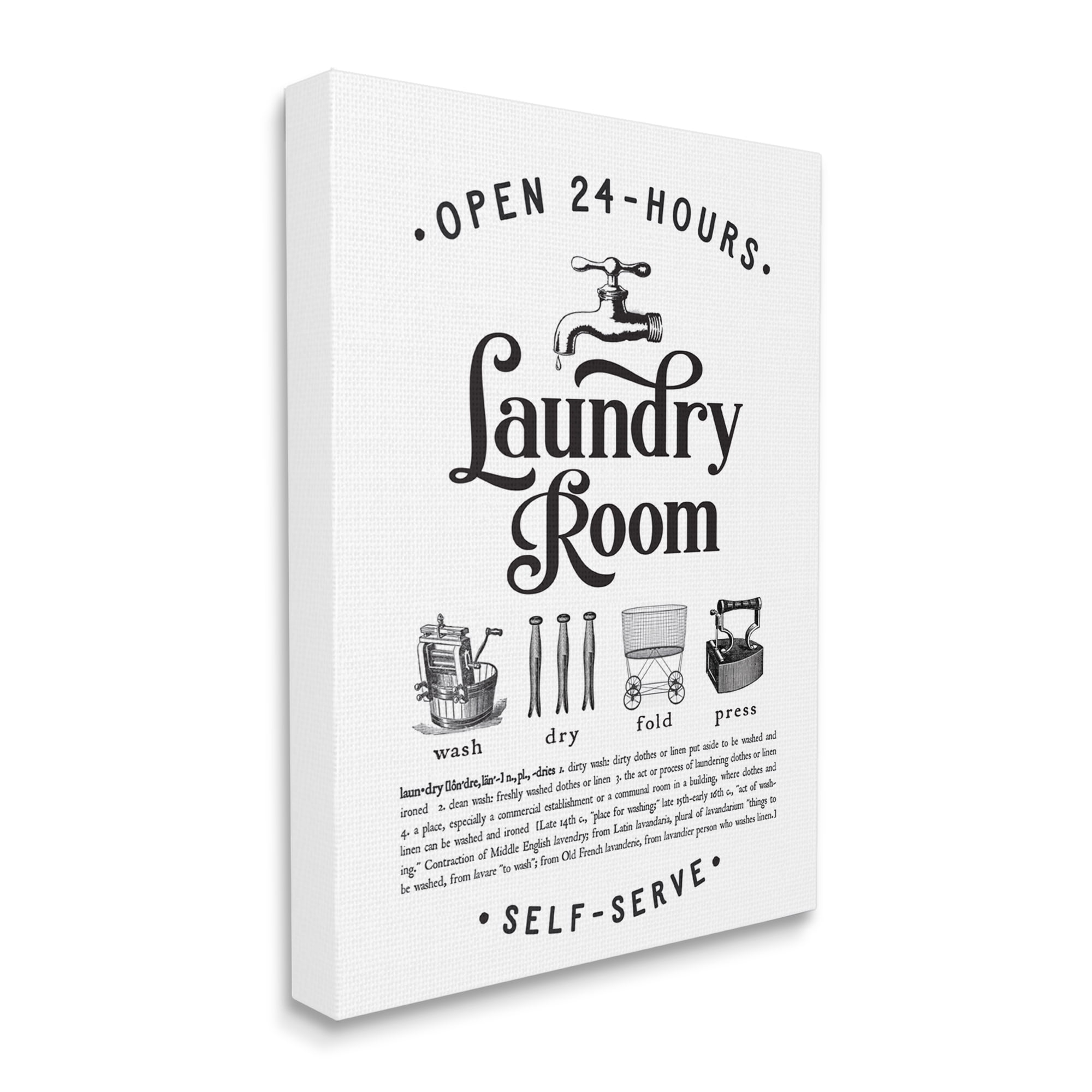 Stupell Industries Vintage Laundry Room Definition Wash Dry Fold, 30 x 40, Designed by Lettered and Lined