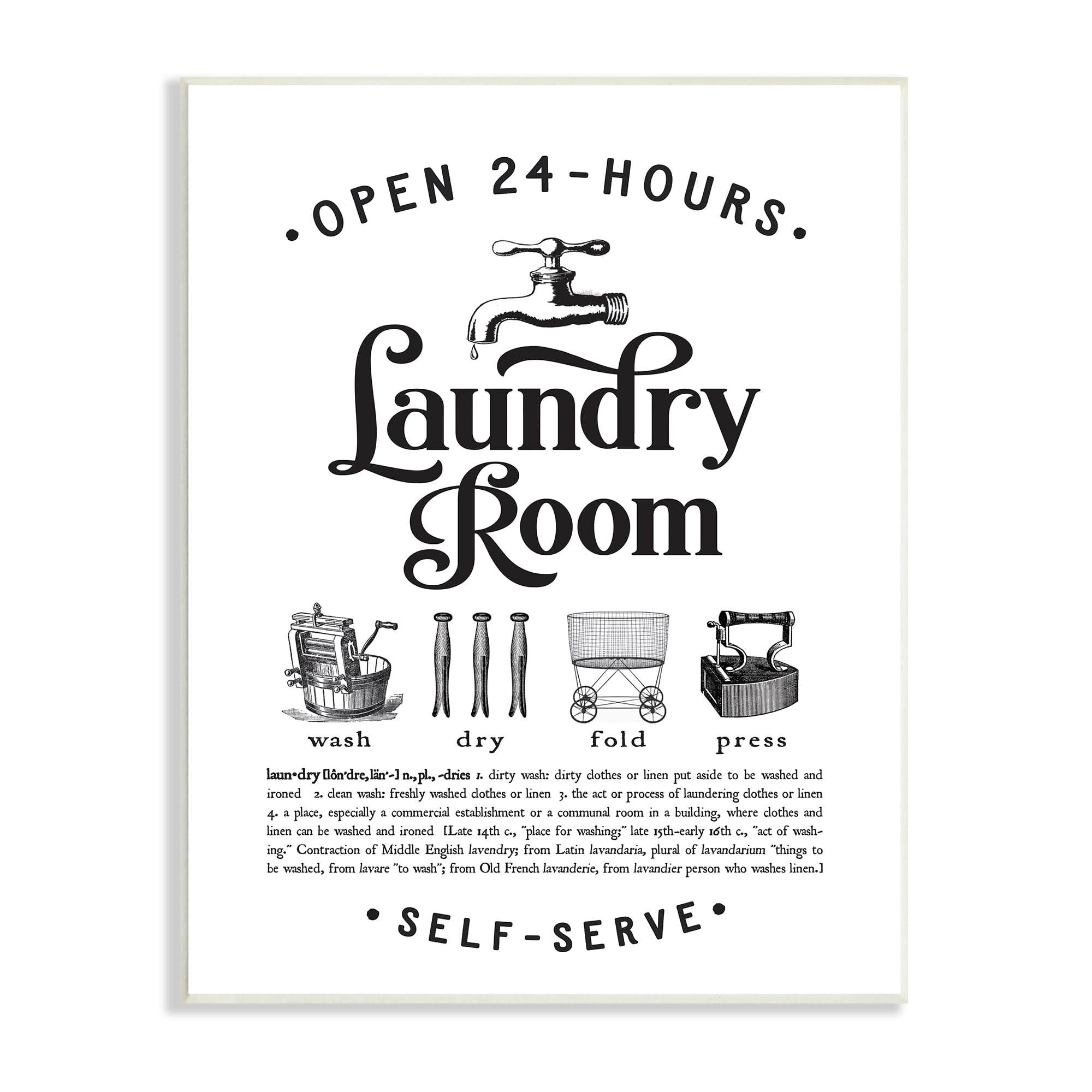Stupell Industries Vintage Laundry Room Definition Wash Dry Fold Country Painting Unframed Art Print Wall Art, 10 x 15, Design by Lettered and Lined