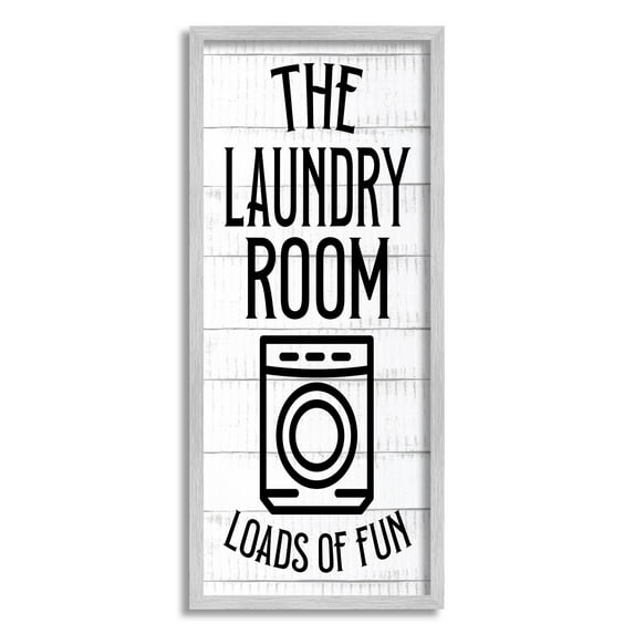 Stupell Industries Vintage Laundry Room Loads Of Fun Graphic Art Gray Framed Art Print Wall Art, Design by Kim Allen