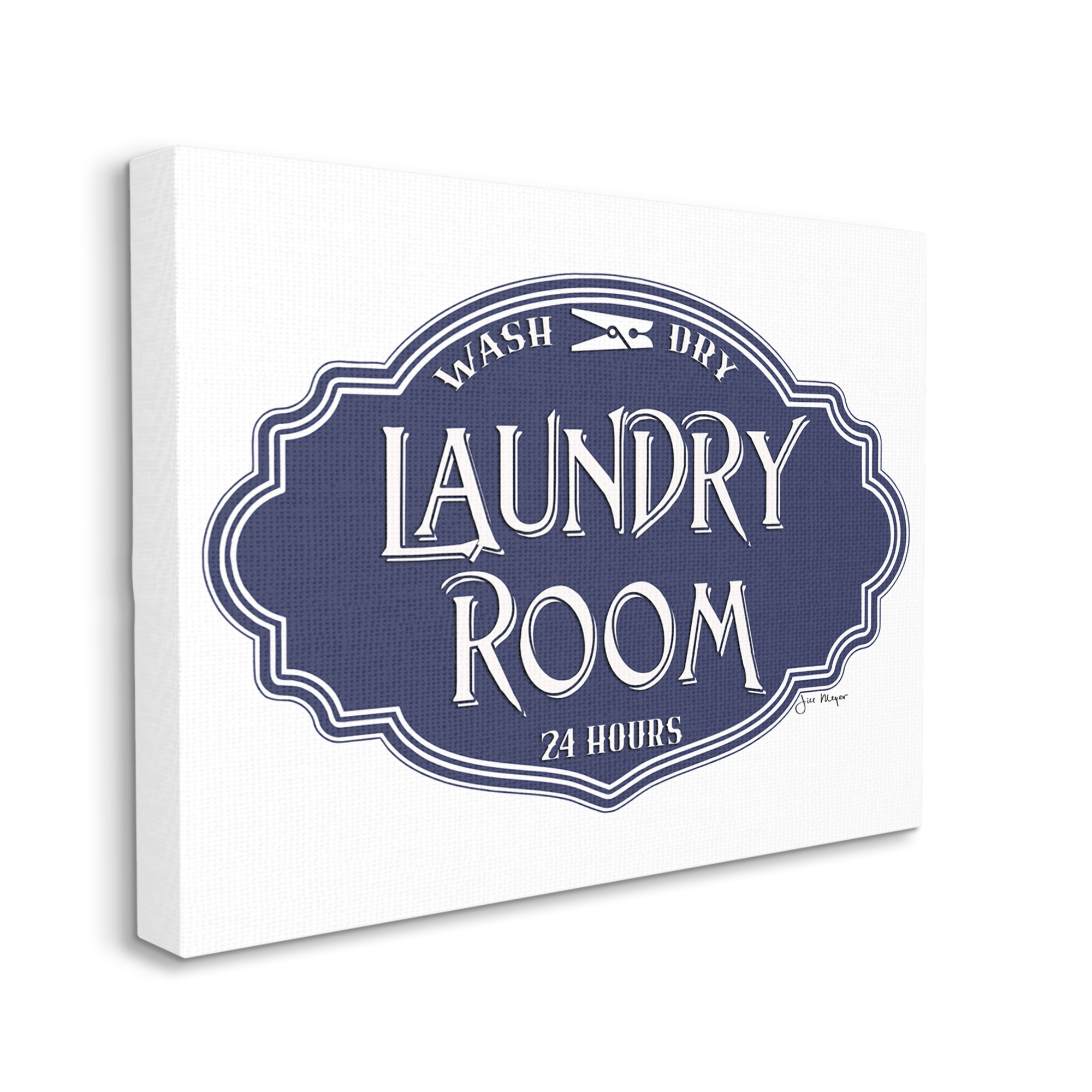 Stupell Industries Vintage Laundry Room Sign Minimal Blue White Typography Painting Gallery Wrapped Canvas Art Print Wall Art, 36 x 48