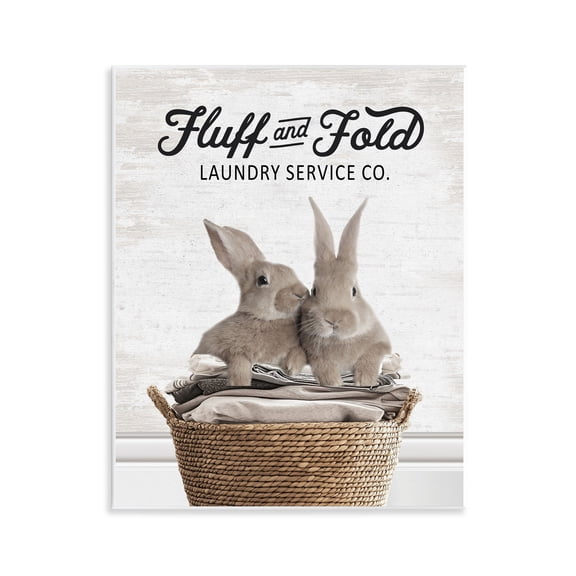 Stupell Industries Vintage Laundry Service Bunnies Quotes and Sayings Painting Unframed Art Print Wall Art, 11 x 14