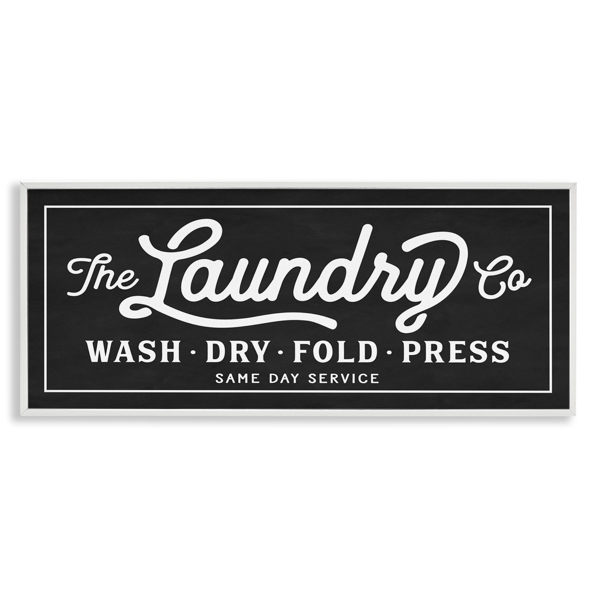 Stupell Industries Vintage Laundry Sign Cursive Typography, 10 x 24,Design by Lettered and Lined