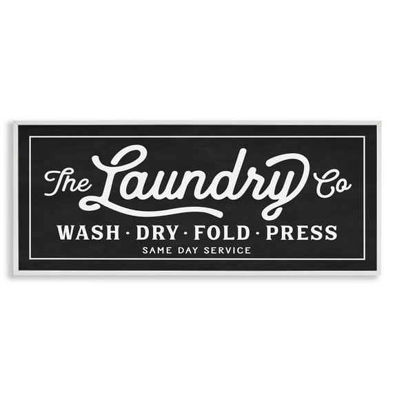 Stupell Industries Vintage Laundry Sign Cursive Typography, 10 x 24,Design by Lettered and Lined