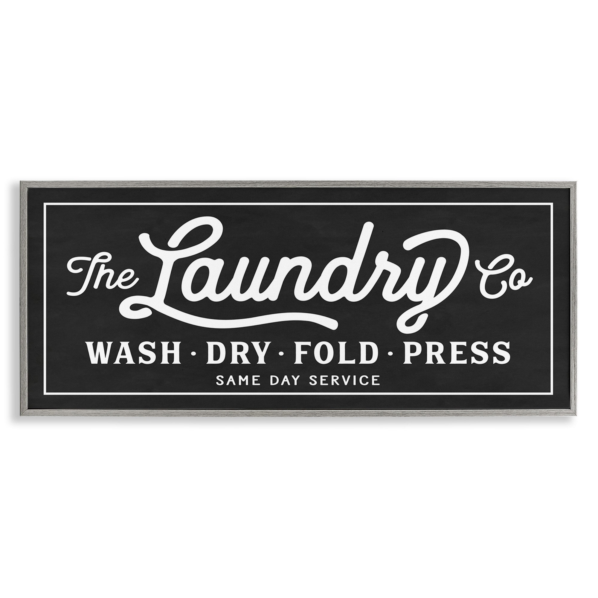 Vintage Gray Framed Laundry Sign for Bathroom