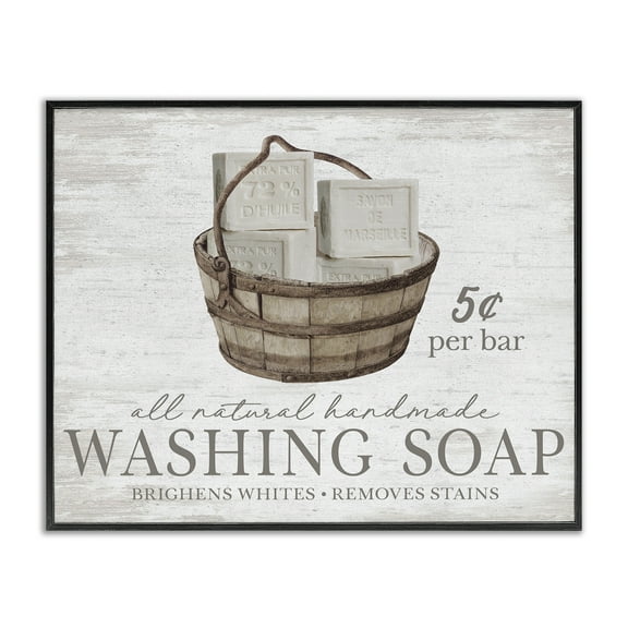 Stupell Industries Vintage Laundry Soap Typography Painting Black Framed Art Print Wall Art, 14 x 11