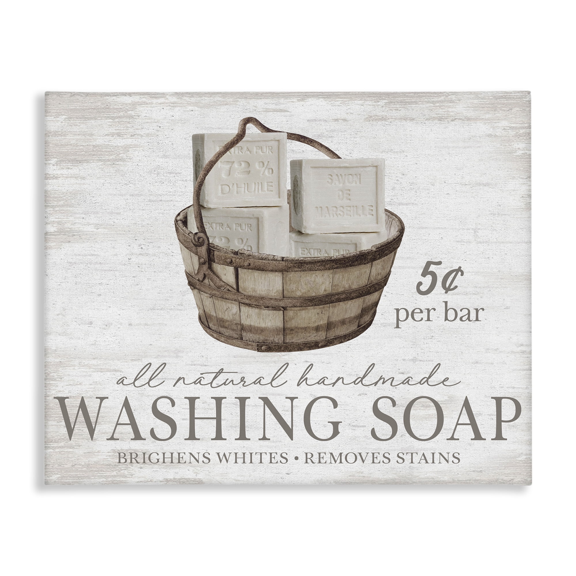 Stupell Industries Vintage Laundry Soap Typography Painting Gallery Wrapped Canvas Art Print Wall Art, 48 x 36
