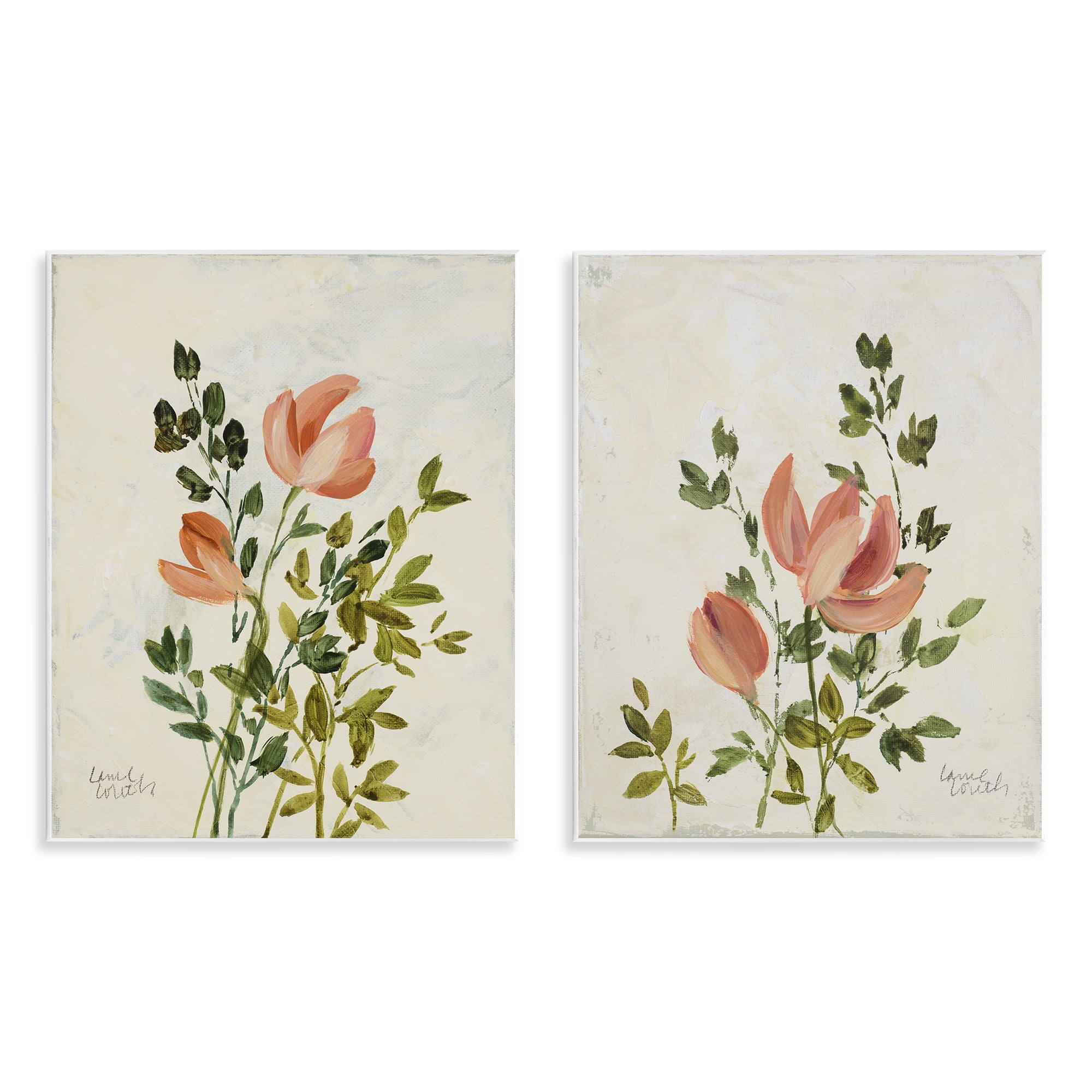 Stupell Industries Vintage Leaves & Bloom Floral & Botanical Painting Unframed Art Print Wall Art, 11 x 14, Set of 2