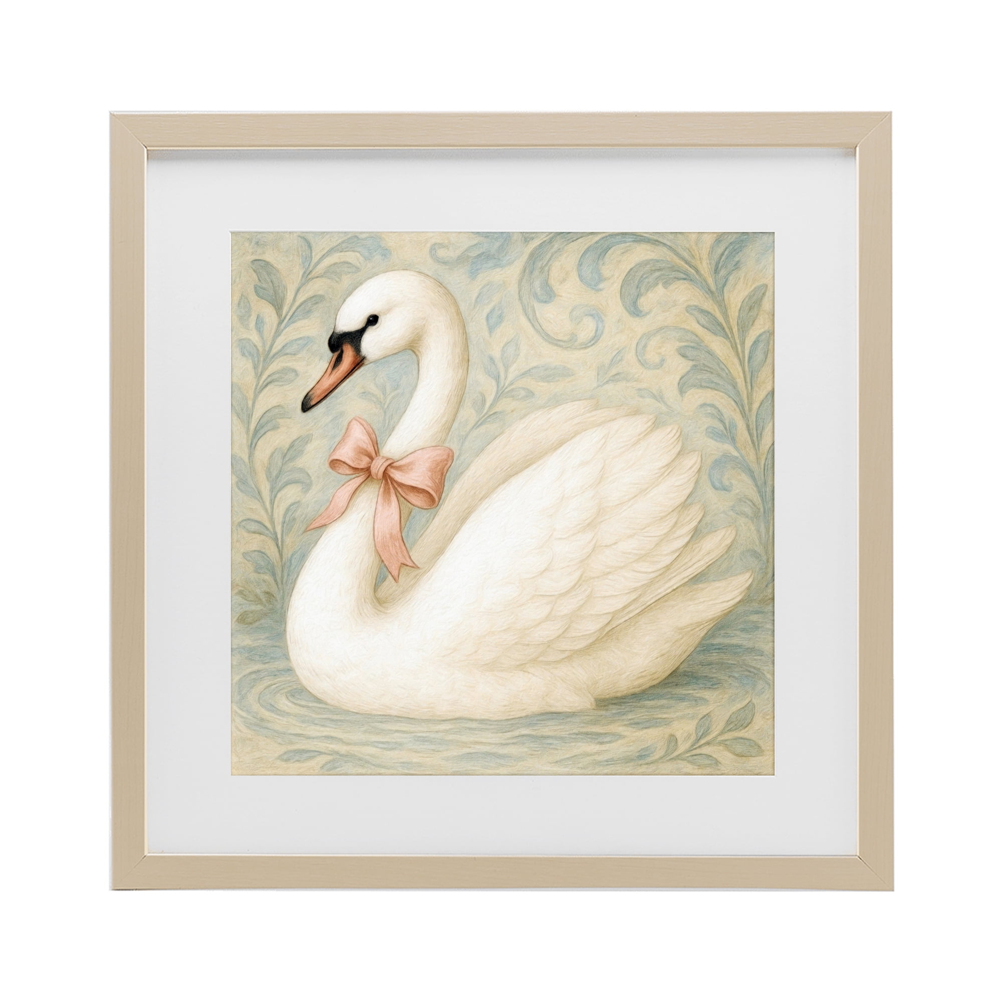 Stupell Industries Vintage Leaves Swan Birch Framed Print Under Glass, design by Grotto Studios
