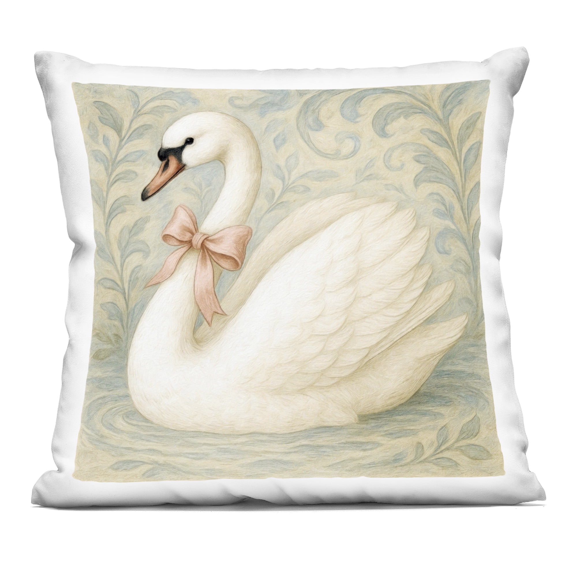 Stupell Industries Vintage Leaves Swan Decorative Printed Throw Pillow, design by Grotto Studios