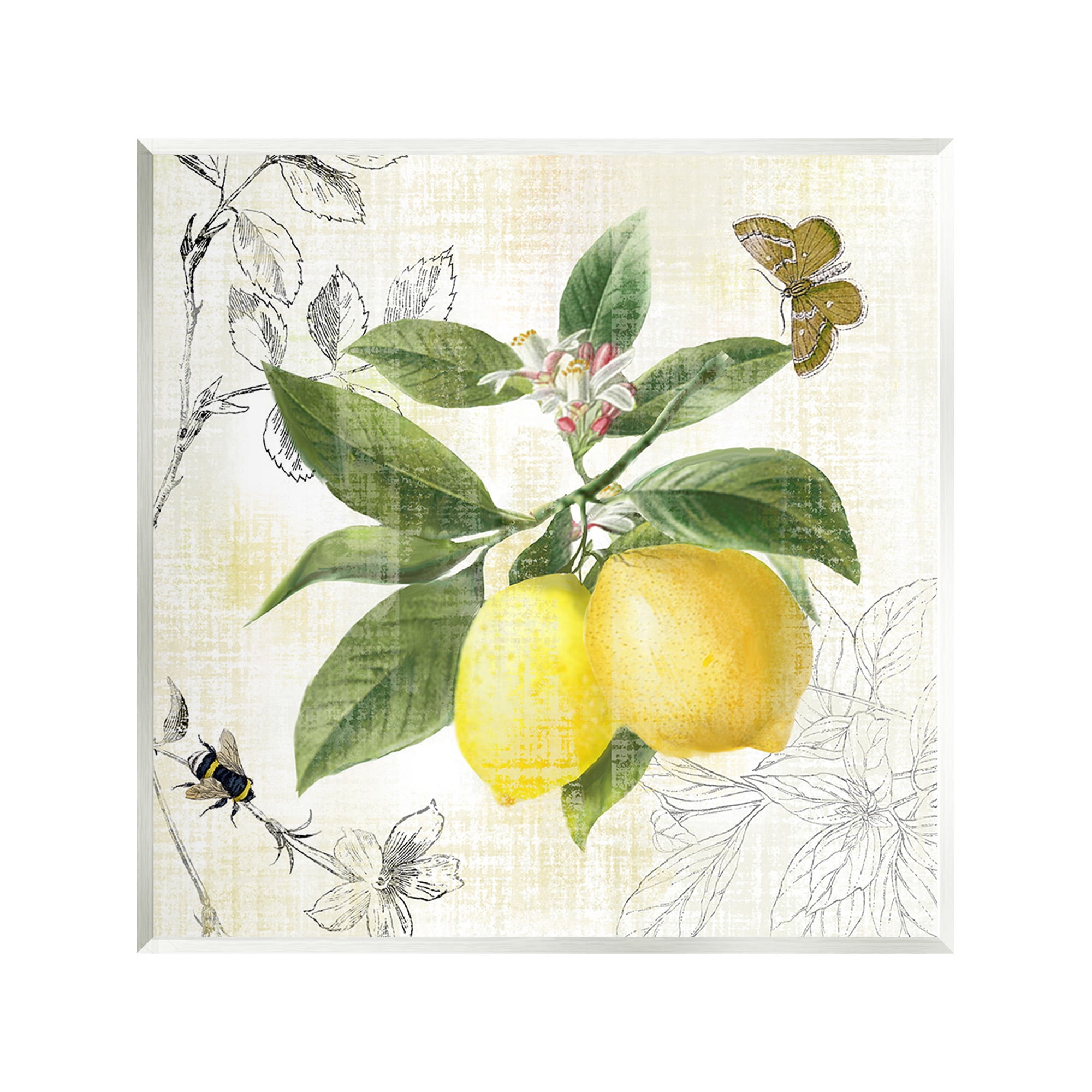 Stupell Industries Vintage Lemon Pattern Food & Beverage Painting Unframed Art Print Wall Art, 12 x 12