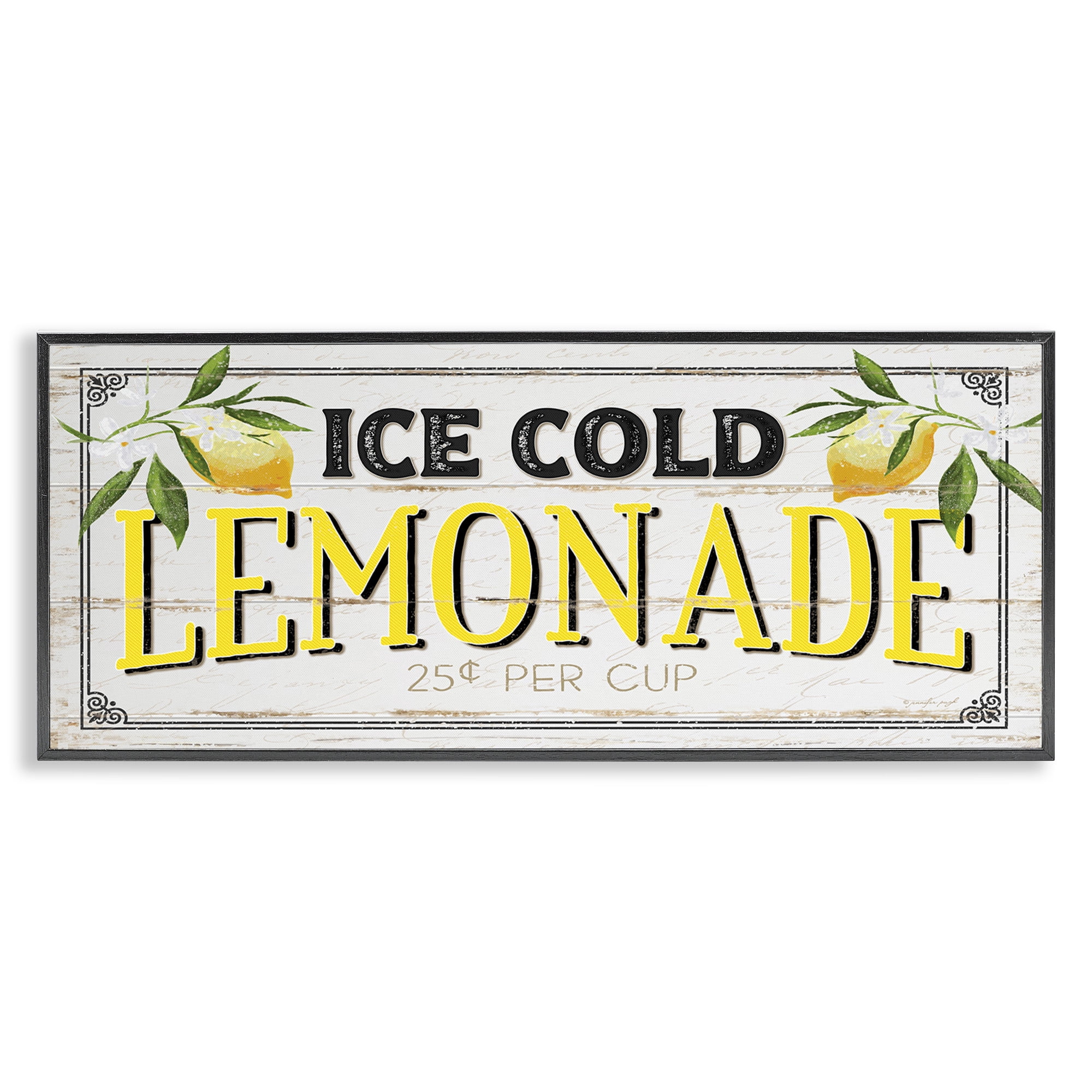Stupell Industries Vintage Lemonade Stand Sign Food & Beverage Painting Black Framed Art Print Wall Art, 30 x 13