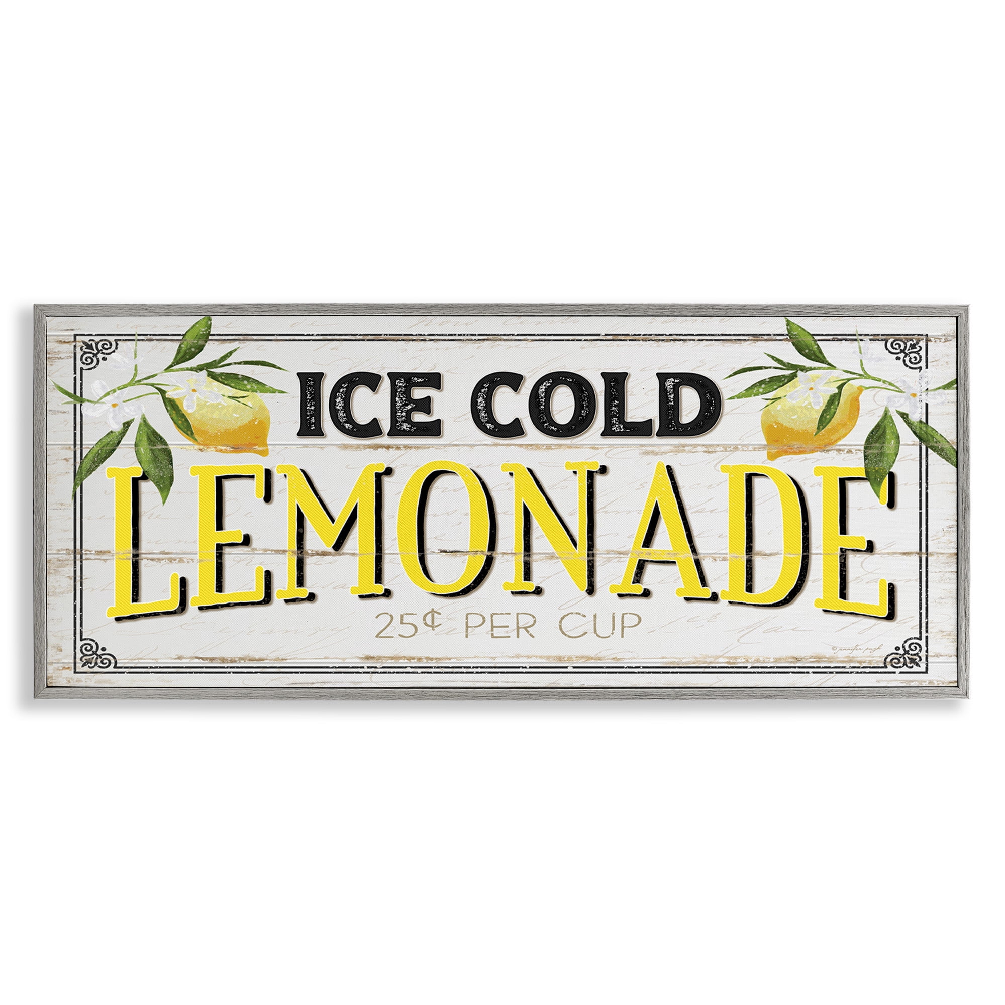 Stupell Industries Vintage Lemonade Stand Sign Food & Beverage Painting Gray Framed Art Print Wall Art, 24 x 10