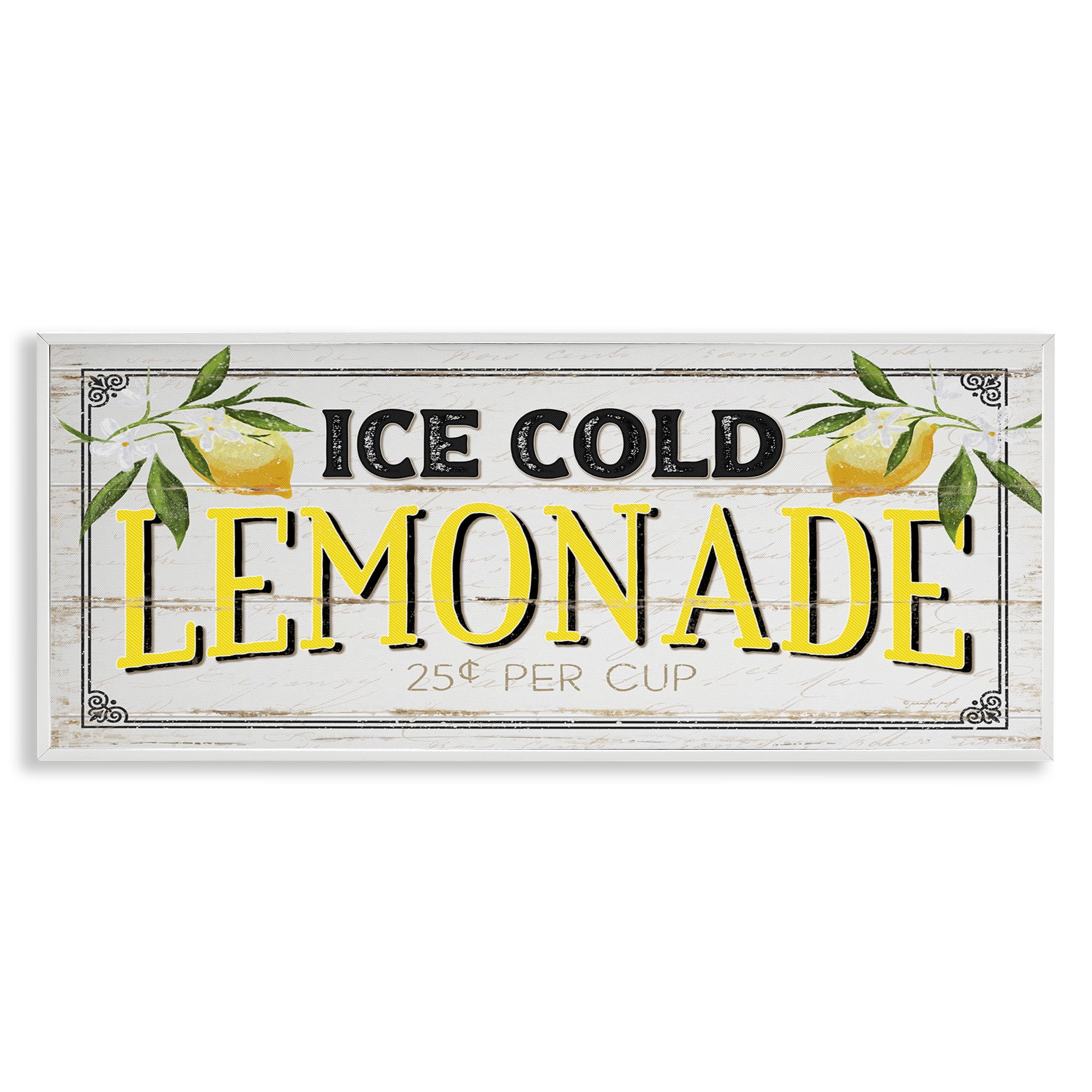 Stupell Industries Vintage Lemonade Stand Sign Food & Beverage Painting White Framed Art Print Wall Art, 24 x 10
