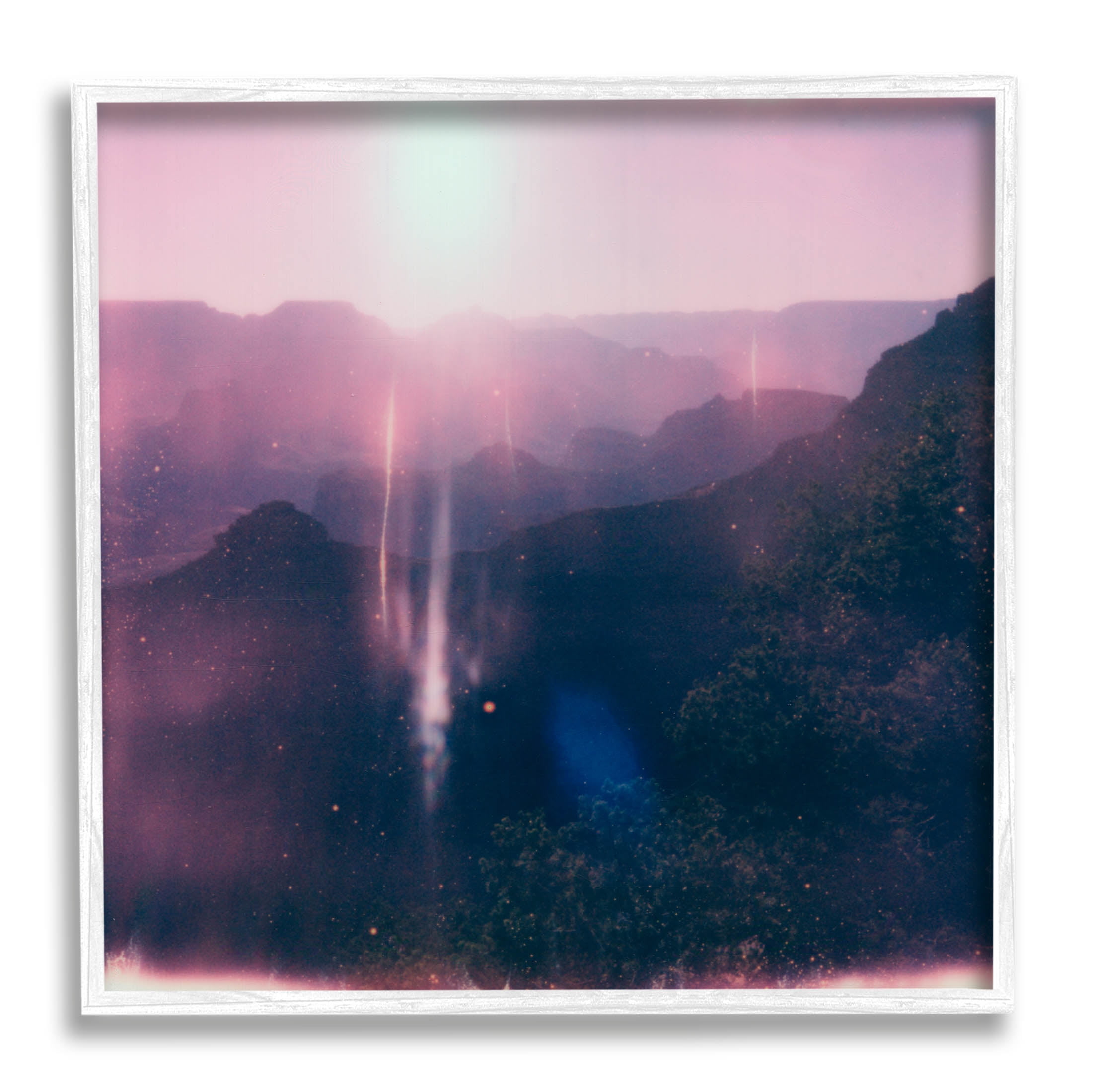 Stupell Industries Vintage Lens Flare Mountain Photograph White Framed Art Print Wall Art, Design by Jacob Green