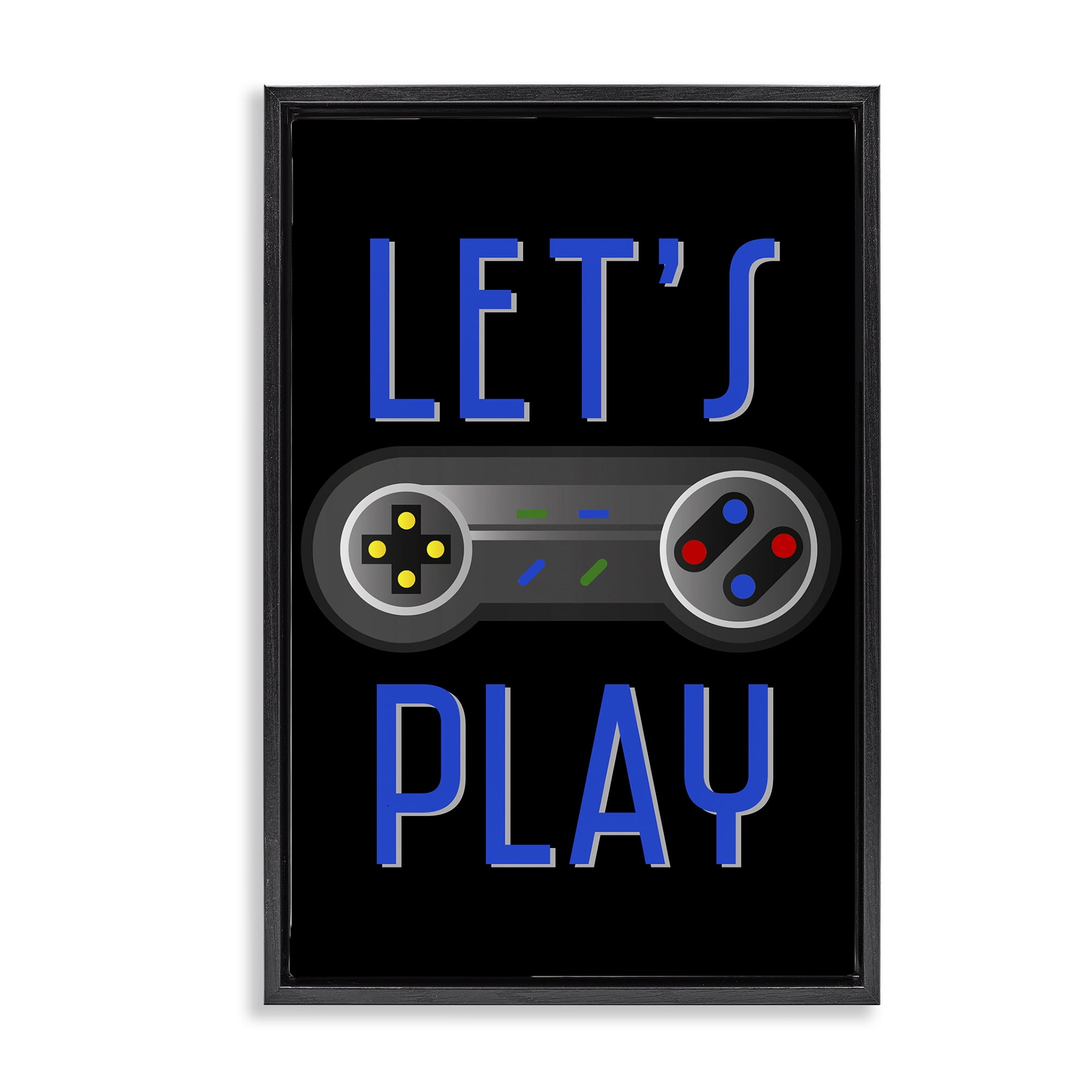 Stupell Industries Vintage Lets Play Games Typography Painting Black Floater Framed Art Print Wall Art, 21 x 31