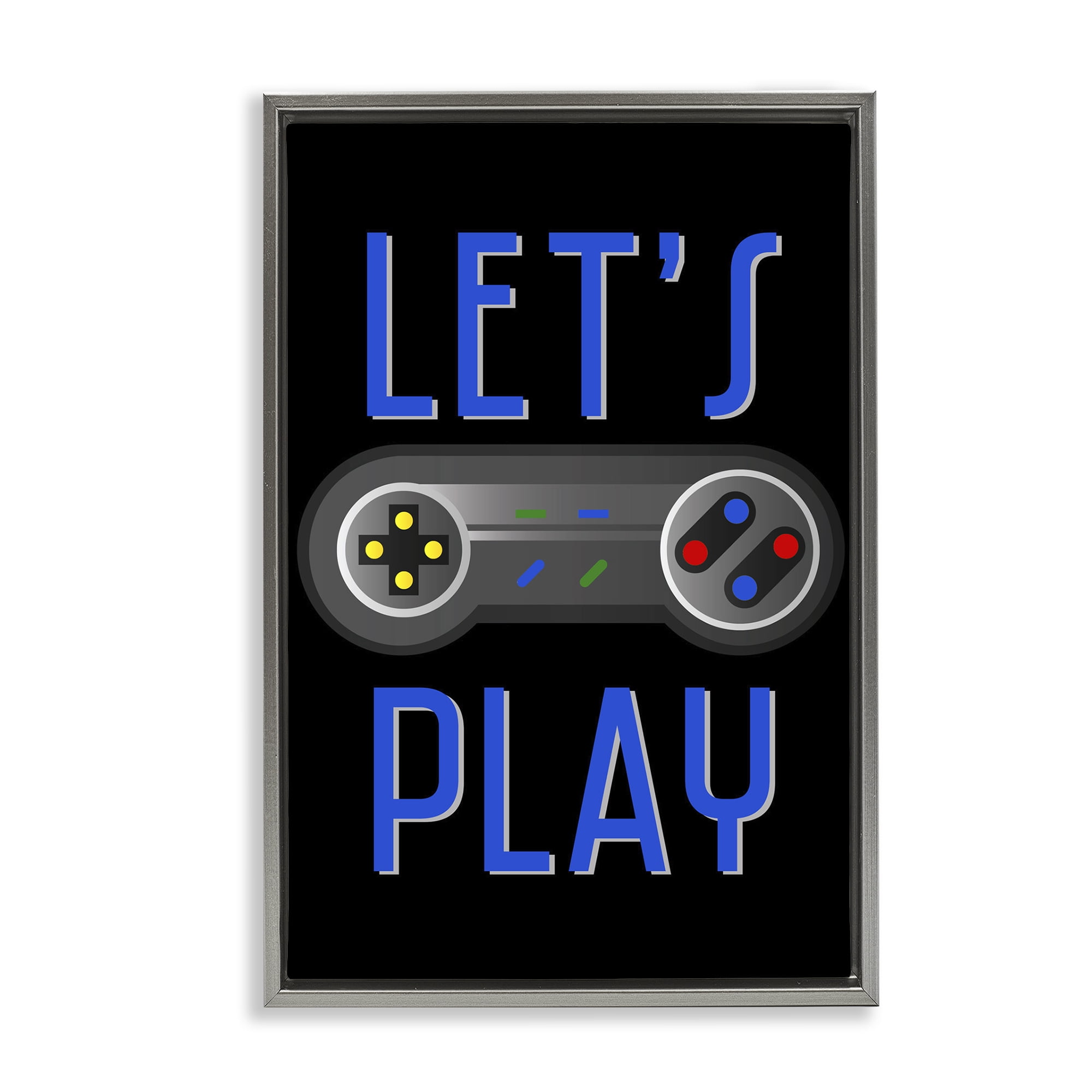 Stupell Industries Vintage Lets Play Games Typography Painting Gray Floater Framed Art Print Wall Art, 21 x 31