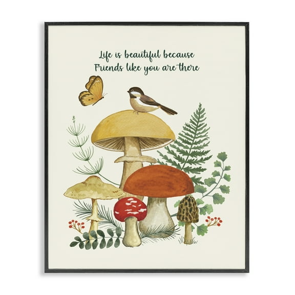 Stupell Industries Vintage Life Is Beautiful Plants & Flowers Painting Black Framed Art Print Wall Art, 11 x 14