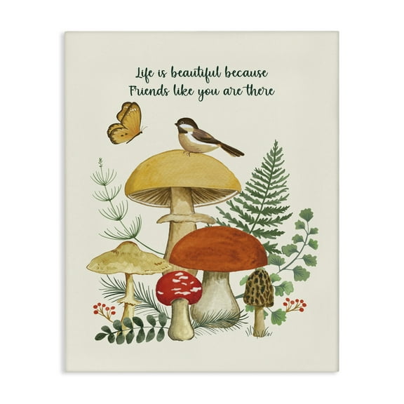 Stupell Industries Vintage Life Is Beautiful Plants & Flowers Painting Wrapped Canvas Art Print Wall Art, 16 x 20