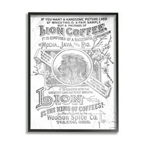 Stupell Industries Vintage Lion Coffee Poster Graphic Art Black Framed Art Print Wall Art, Design by Lil' Rue