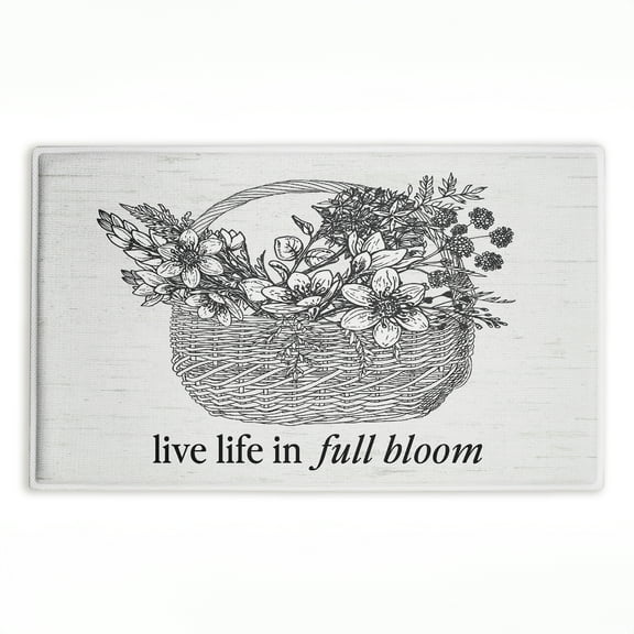 Stupell Industries Vintage Live Life In Full Bloom Printed Plush Bath Mat and Bath Rug, design by Lettered and Lined, 18"x30"