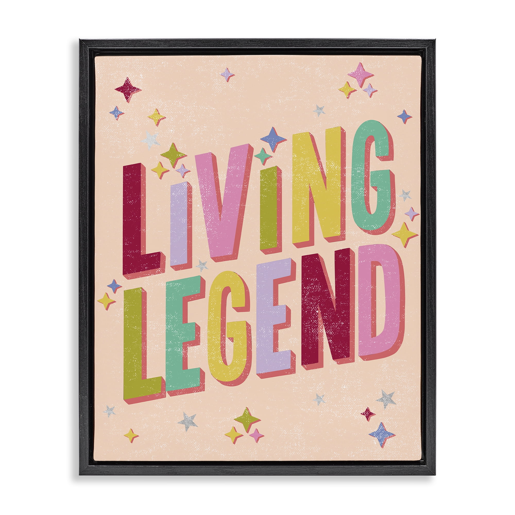 Stupell Industries Vintage Living Legend Phrase Text & Numbers Painting Black Floater Framed Canvas Art Print Wall Art, 25 x 31