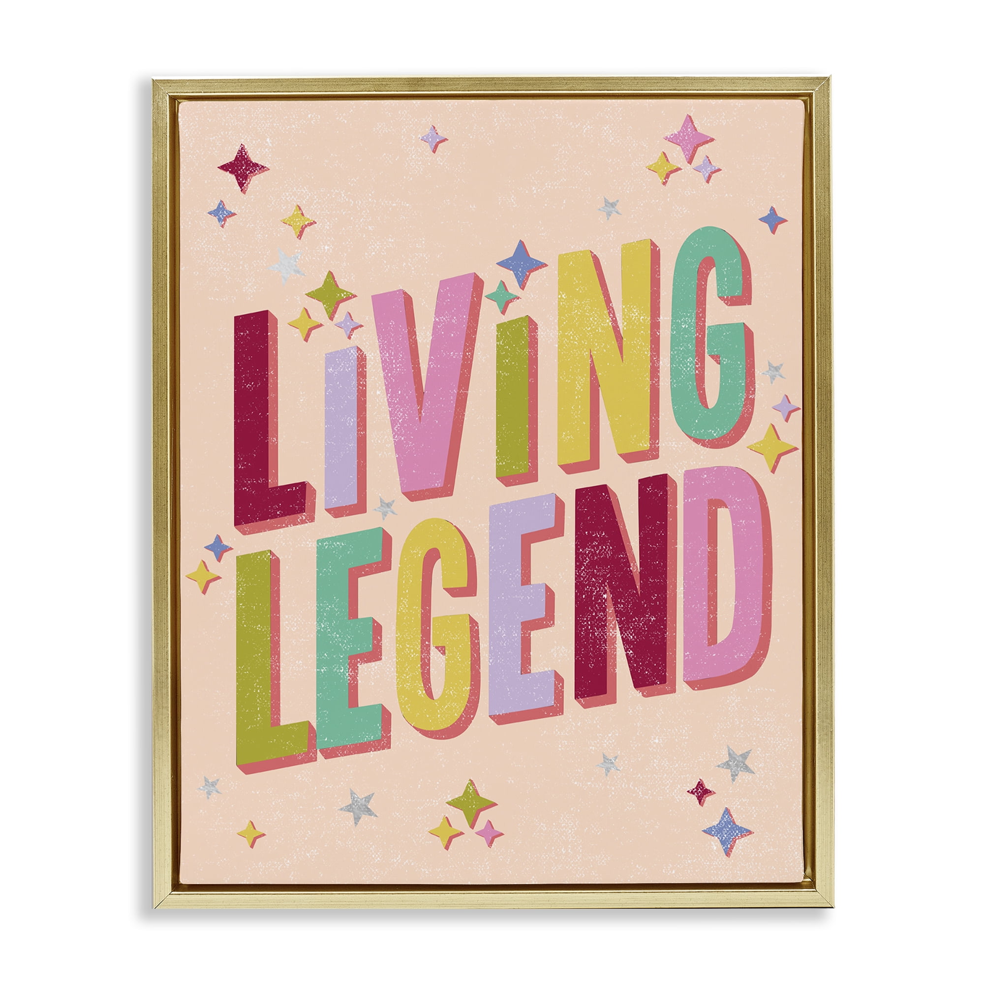 Stupell Industries Vintage Living Legend Phrase Text & Numbers Painting Gold Floater Framed Canvas Art Print Wall Art, 25 x 31