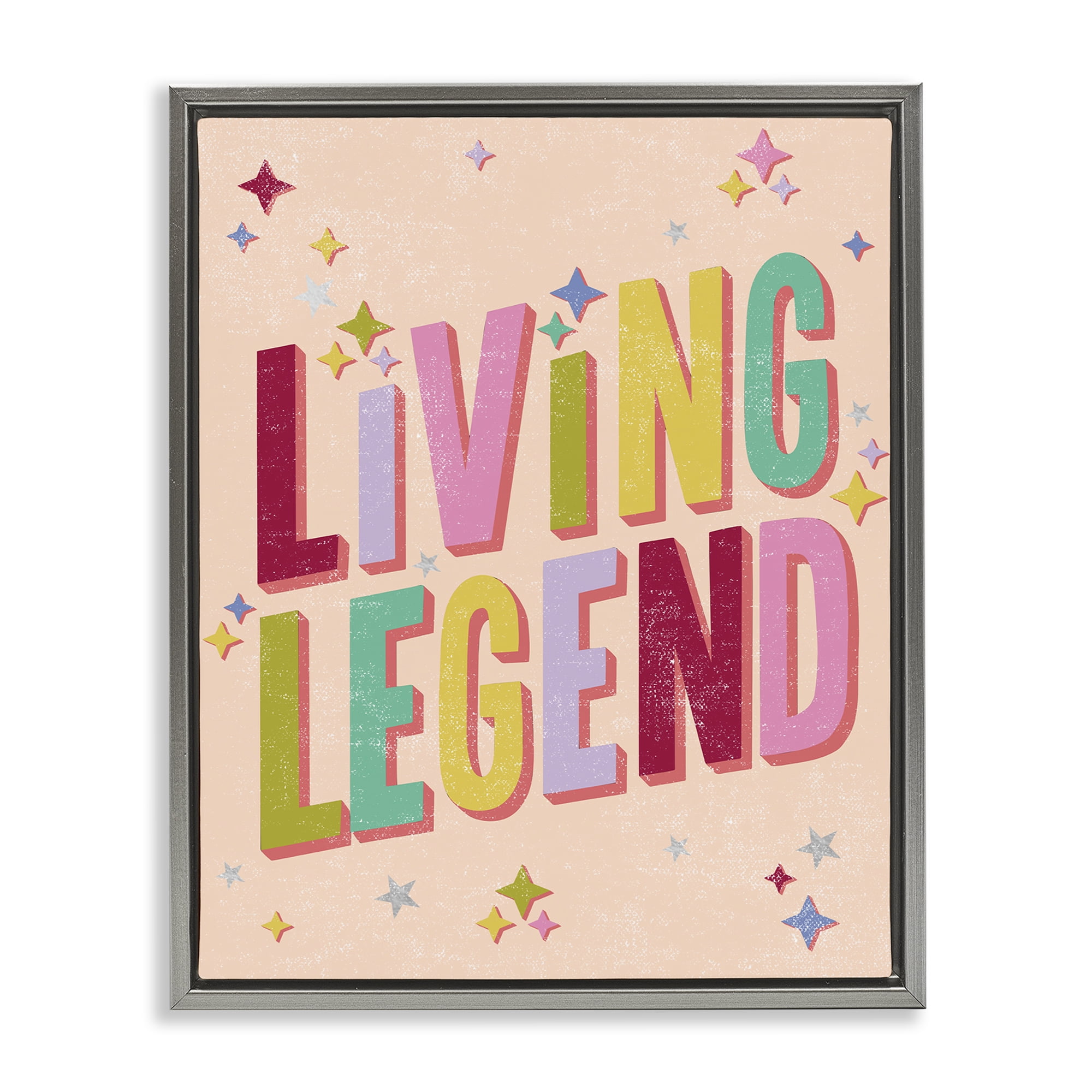 Stupell Industries Vintage Living Legend Phrase Text & Numbers Painting Gray Floater Framed Canvas Art Print Wall Art, 25 x 31